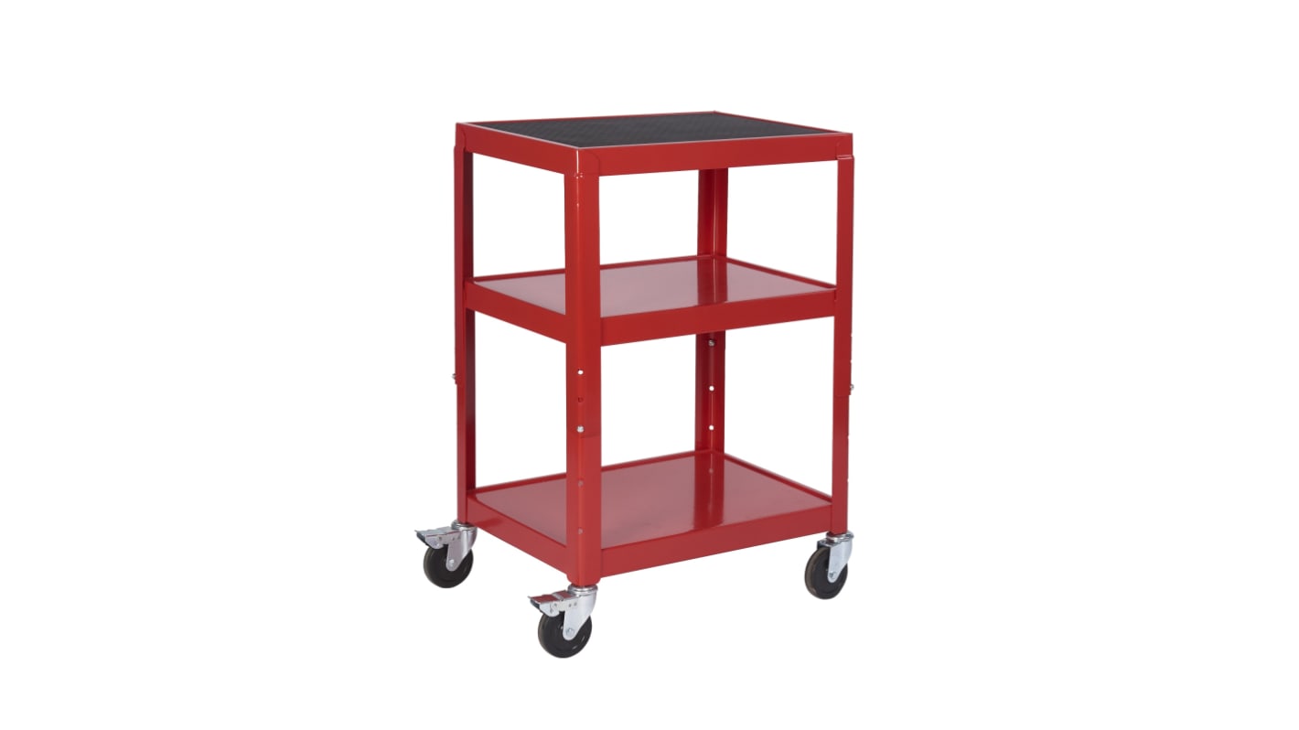 RS PRO 3 Shelf Steel Trolley Trolley, 610 x 460mm, 150kg Load