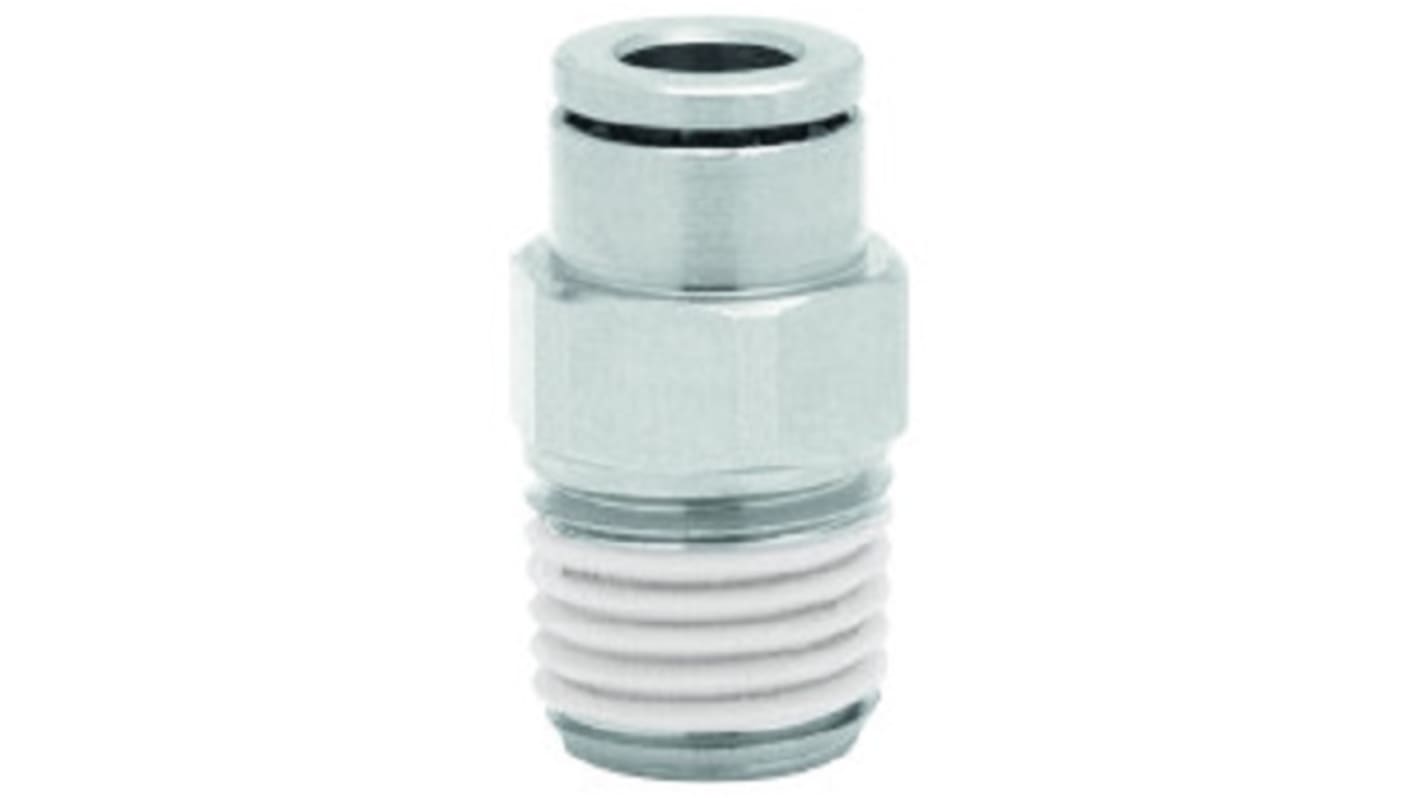 Norgren PNEUFIT 10 Series Straight Threaded Adaptor, R 1/8 Male to Push In 4 mm, Threaded-to-Tube Connection Style