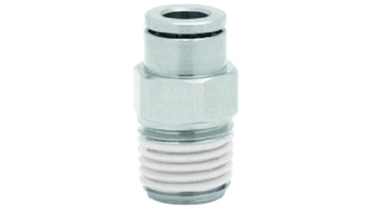 Norgren PNEUFIT 10 Series Straight Threaded Adaptor, R 1/4 Male to Push In 8 mm, Threaded-to-Tube Connection Style