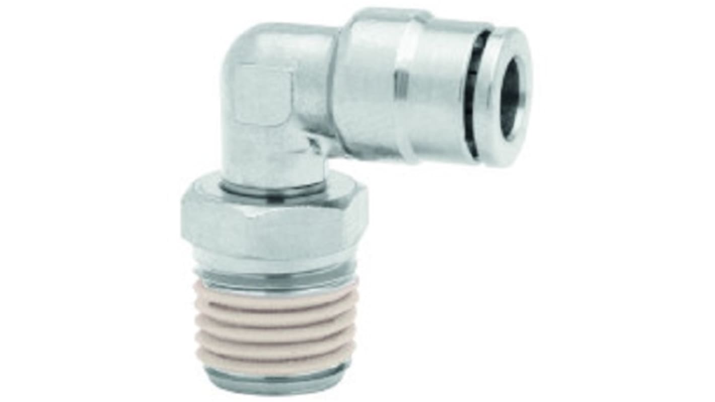 Norgren PNEUFIT 10 Series Straight Threaded Adaptor, R 1/4 Male to Push In 12 mm, Threaded-to-Tube Connection Style