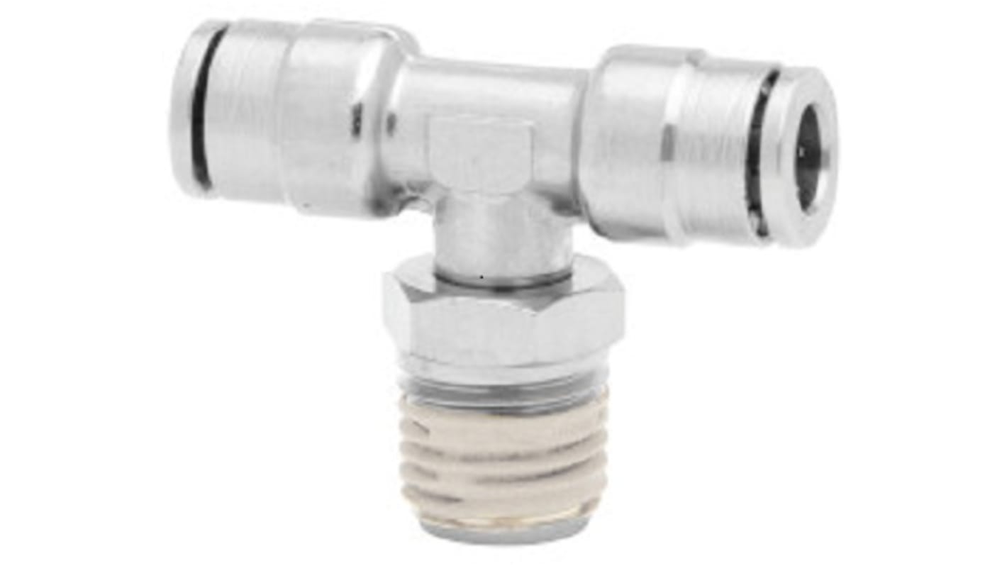 Norgren PNEUFIT 10 Series Straight Threaded Adaptor, R 1/4 Male to Push In 10 mm, Threaded-to-Tube Connection Style