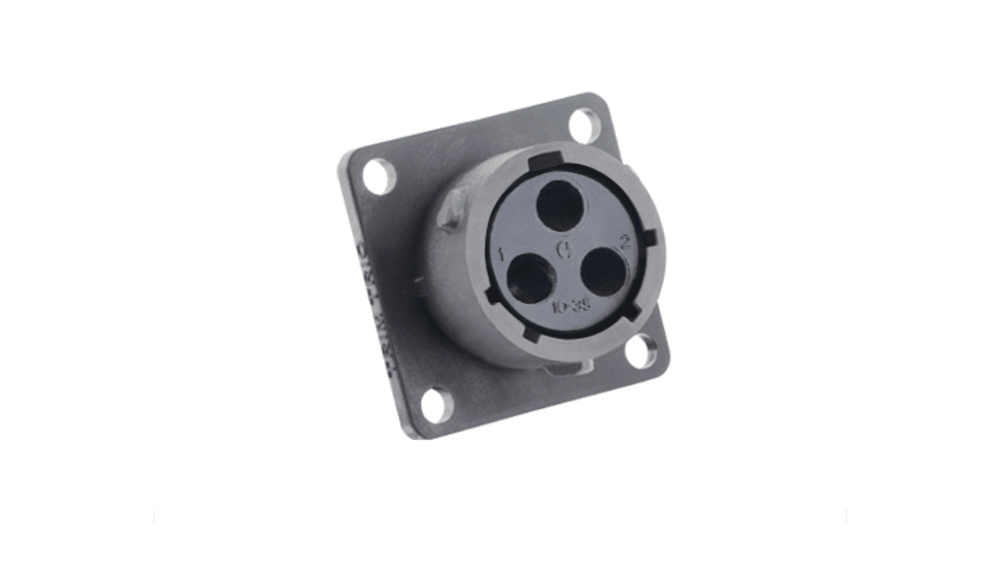 Conector circular Souriau hembra de 3 vías, montaje aéreo