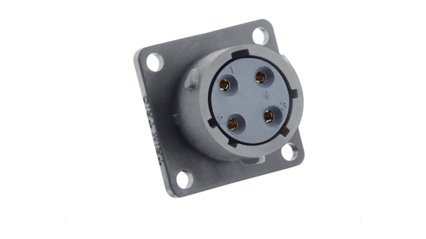 Conector circular Souriau hembra de 4 vías, montaje aéreo