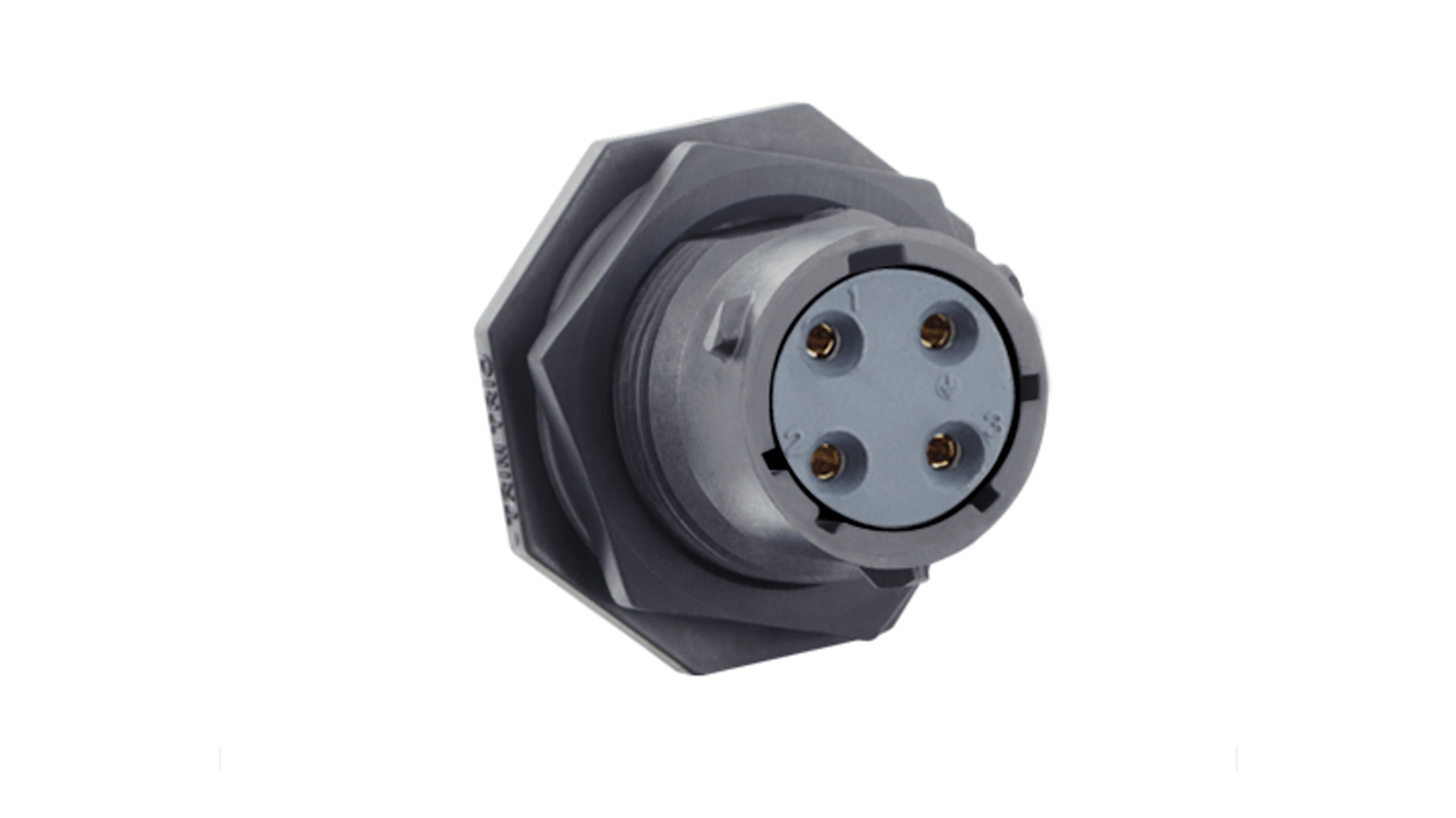 Souriau Circular Connector, 4 Contacts, Cable Mount, Socket