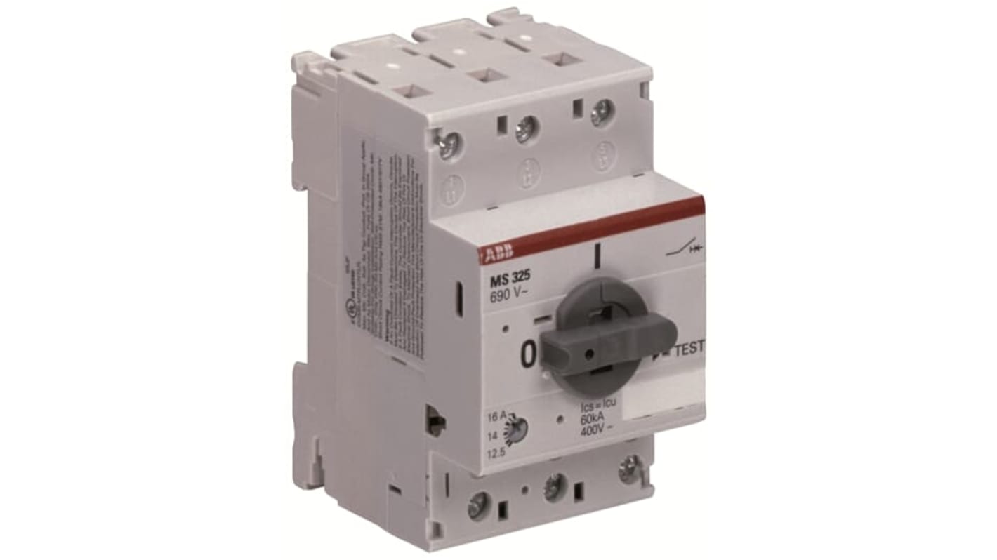 Arrancador de motor ABB MS225 y MS/MO325 incluidos los accesorios, 25 A, 690 V ac, 11 kW, trifásico, IP10, IP20