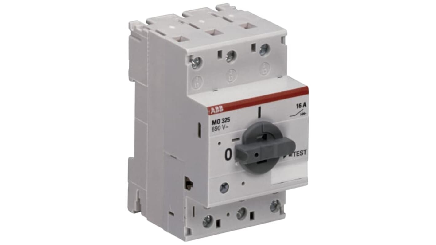 Arrancador de motor ABB MS225 y MS/MO325 incluidos los accesorios, 630 mA, 690 V ac, 0,12 kW, trifásico, IP20