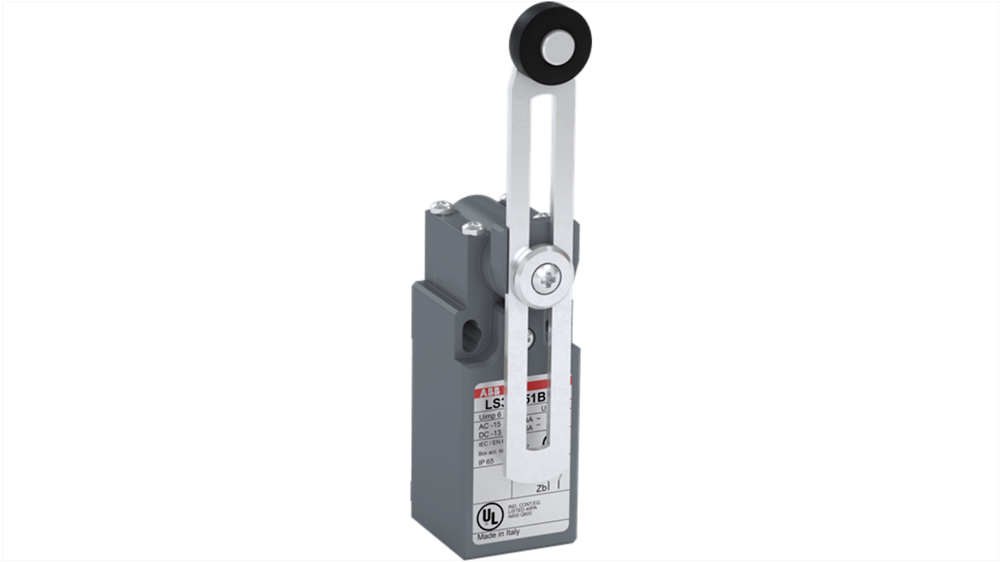 ABB Adjustable Roller Lever Limit Switch, 1NO/1NC, IP65, Fibreglass Plastic Housing, 400V ac ac Max