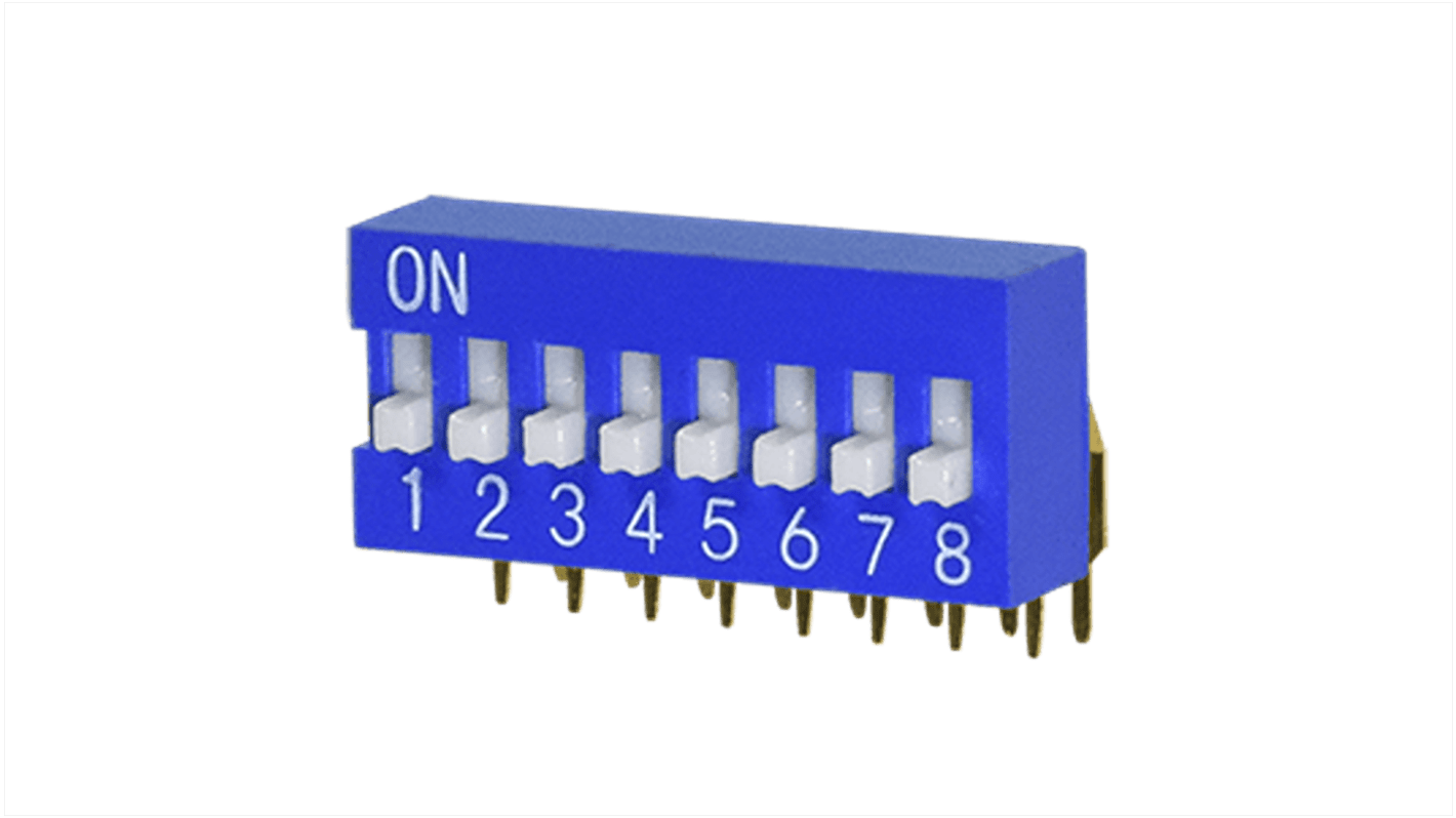 CUI Devices 4 Way Through Hole DIP Switch SPST, Raised Actuator Actuator