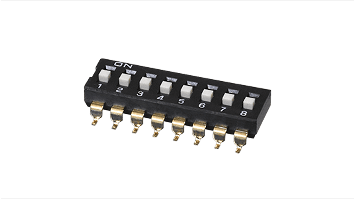 CUI Devices 2 Way Surface Mount DIP Switch SPST, Raised Actuator Actuator