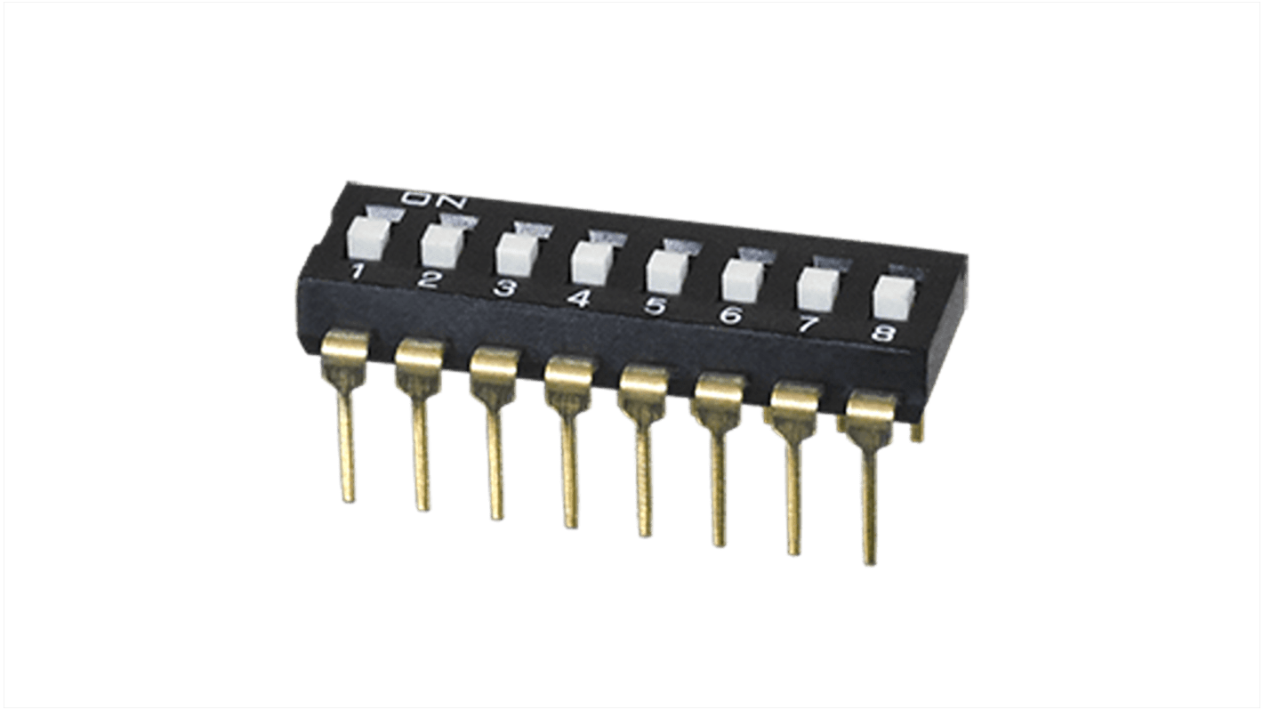 DIP Switch, SPST, 2.54 pitch, Raised act