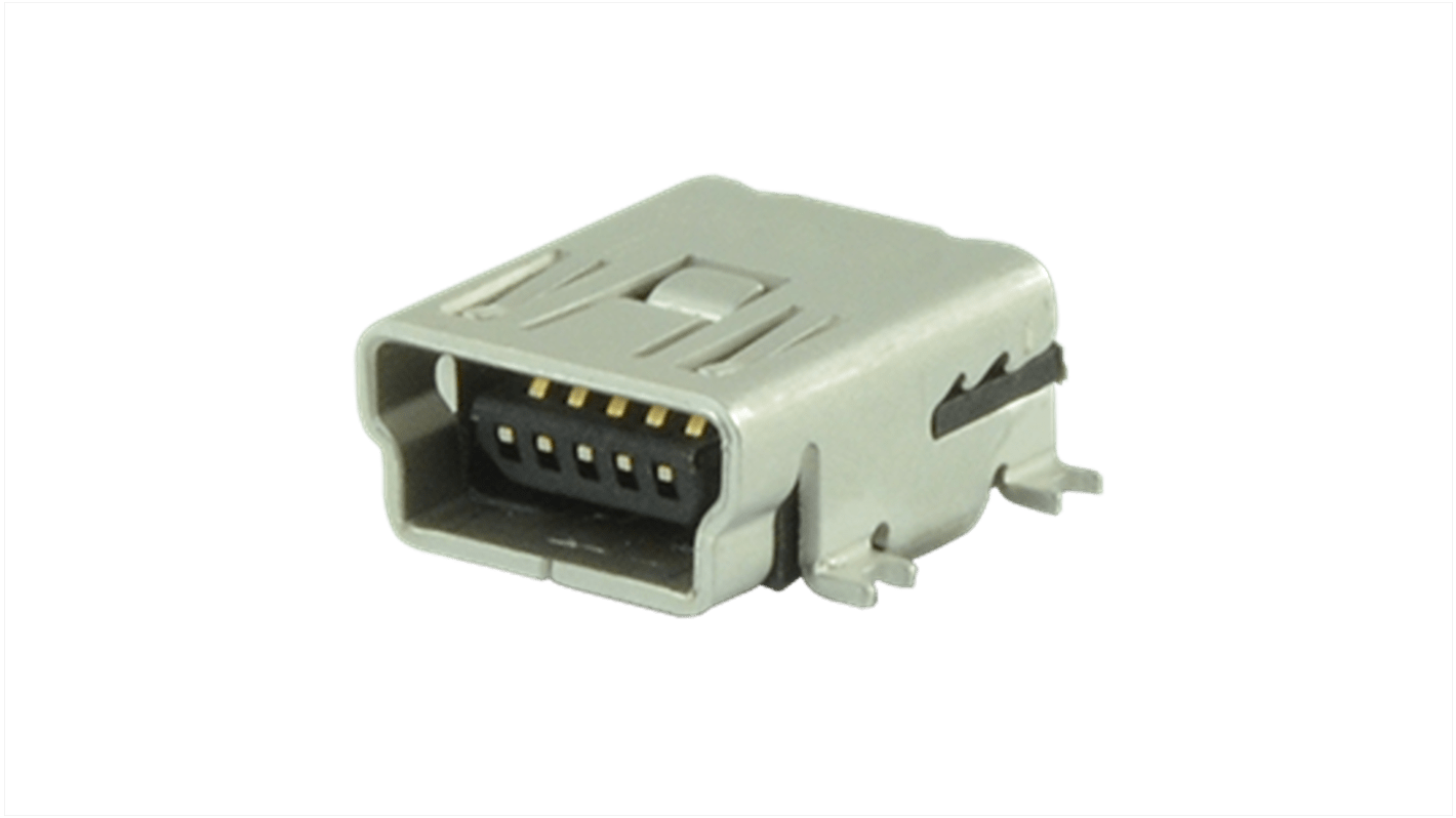 USB jack 2.0, mini B type, 5 pin, horizo