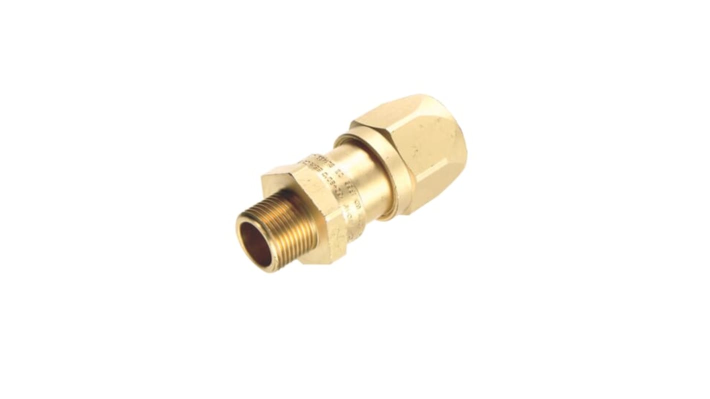 ABB External Thread Fitting, Conduit Fitting, 25mm Nominal Size, Nickel Plated Brass, Metallic