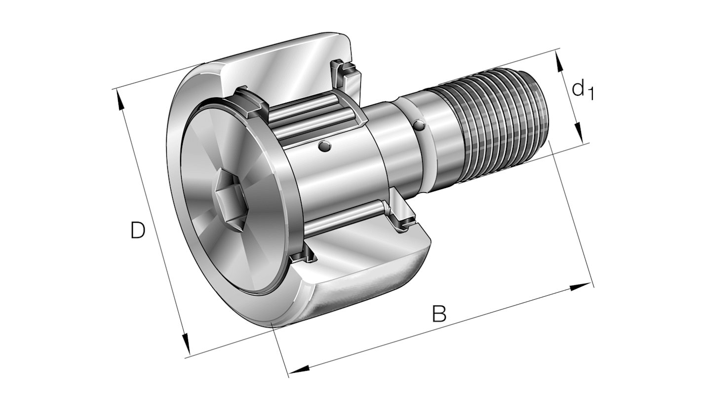 Galet INA, 19mm, Type Gallet de came de type fileté