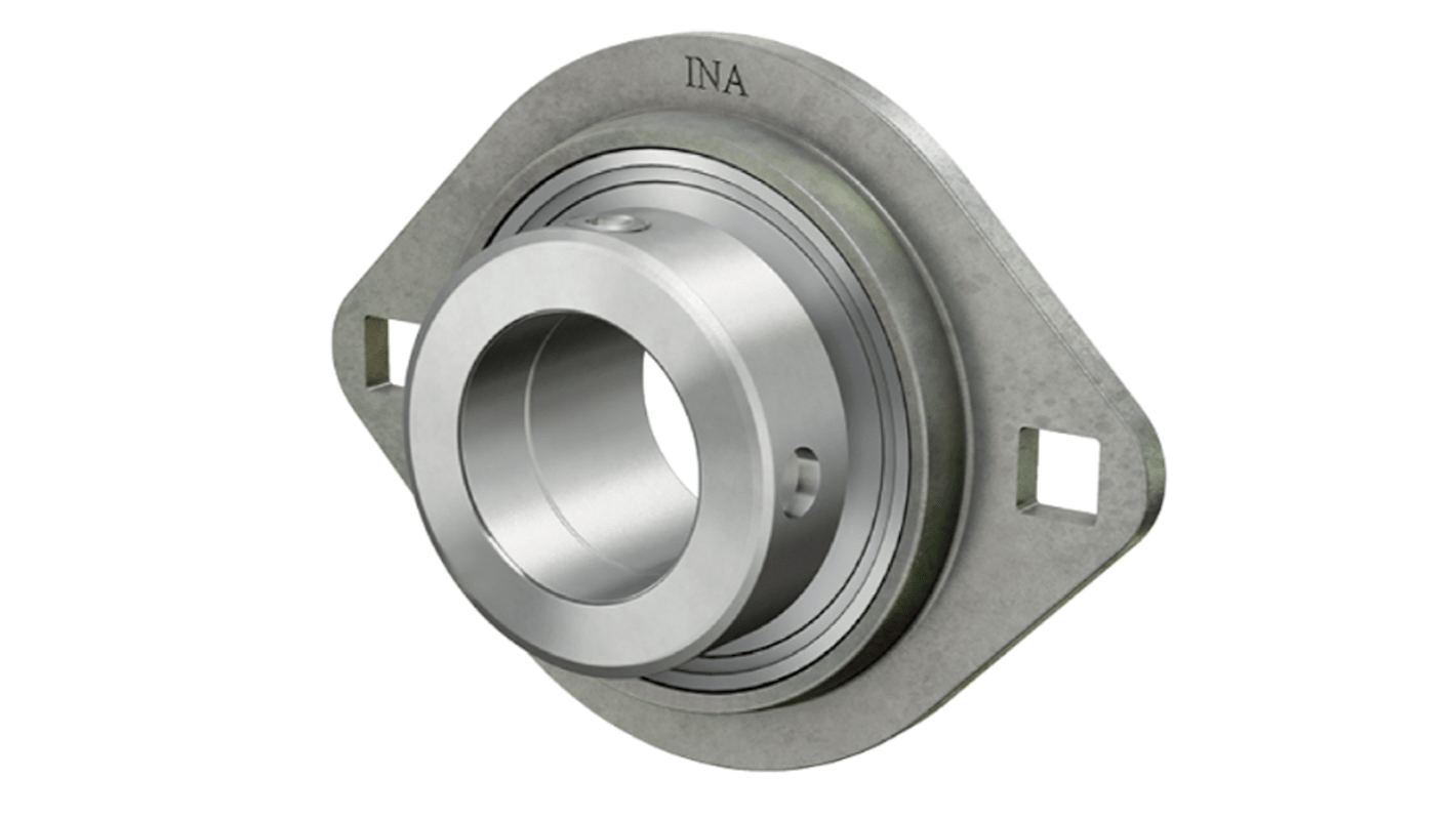 Cojinete con brida INA de Acero, Ø int. 20mm, dim. 90.5mm x 66mm, montaje: 2 orificios