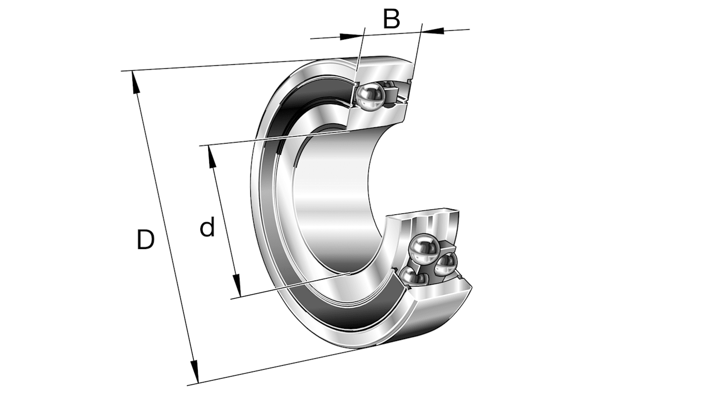 FAG 2305-2RS-TVH Self Aligning Ball Bearing- Both Sides Sealed 25mm I.D, 62mm O.D