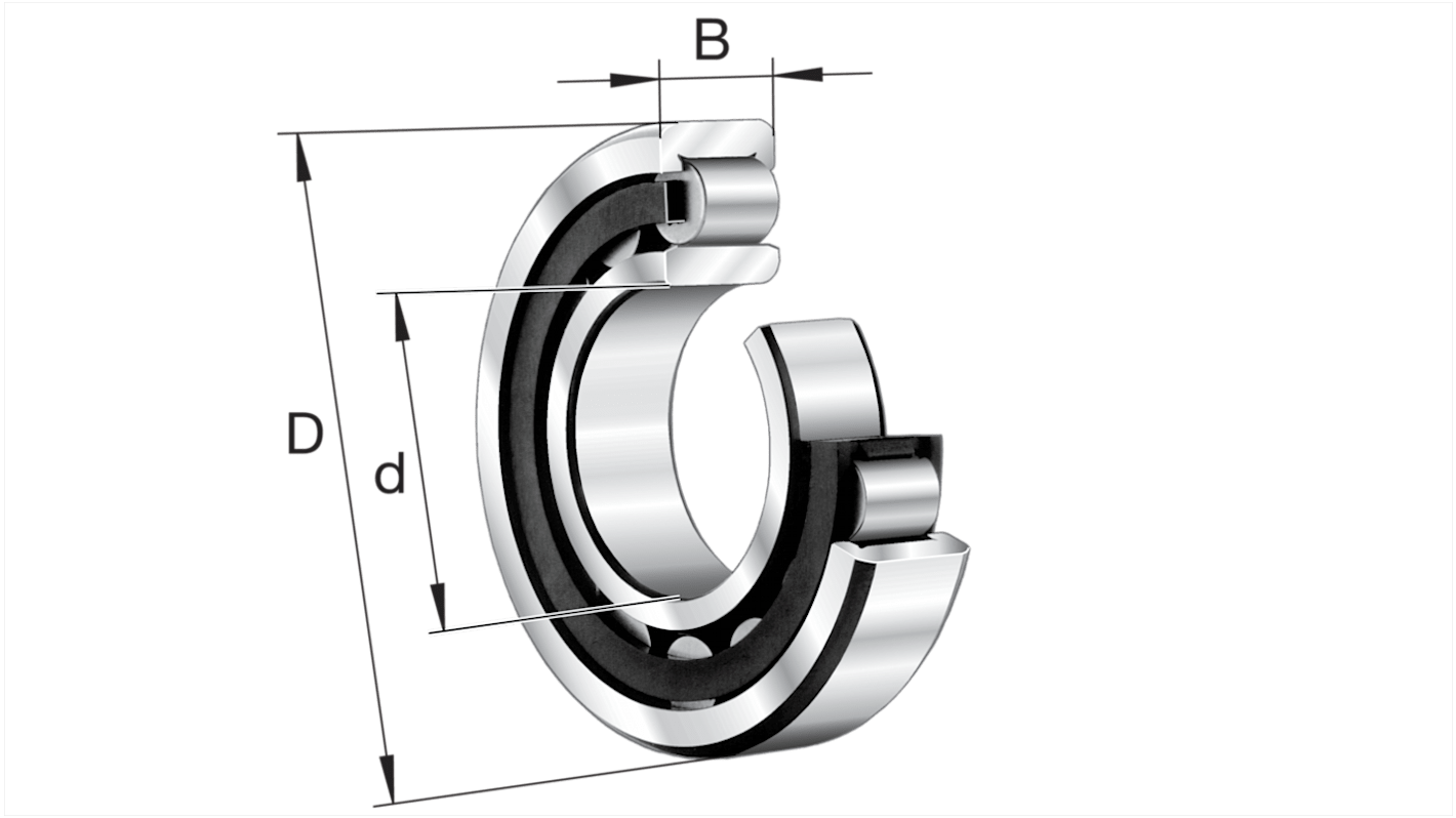 Cuscinetto a rullo FAG, Ø int. 55mm, Ø est. 100mm, guida larga 21mm