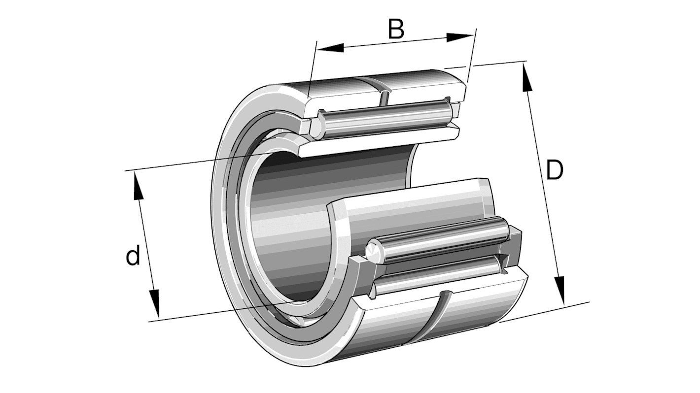 Rodamiento de rodillos de aguja INA, Ø int. 55mm, Ø ext. 80mm, ancho 25mm