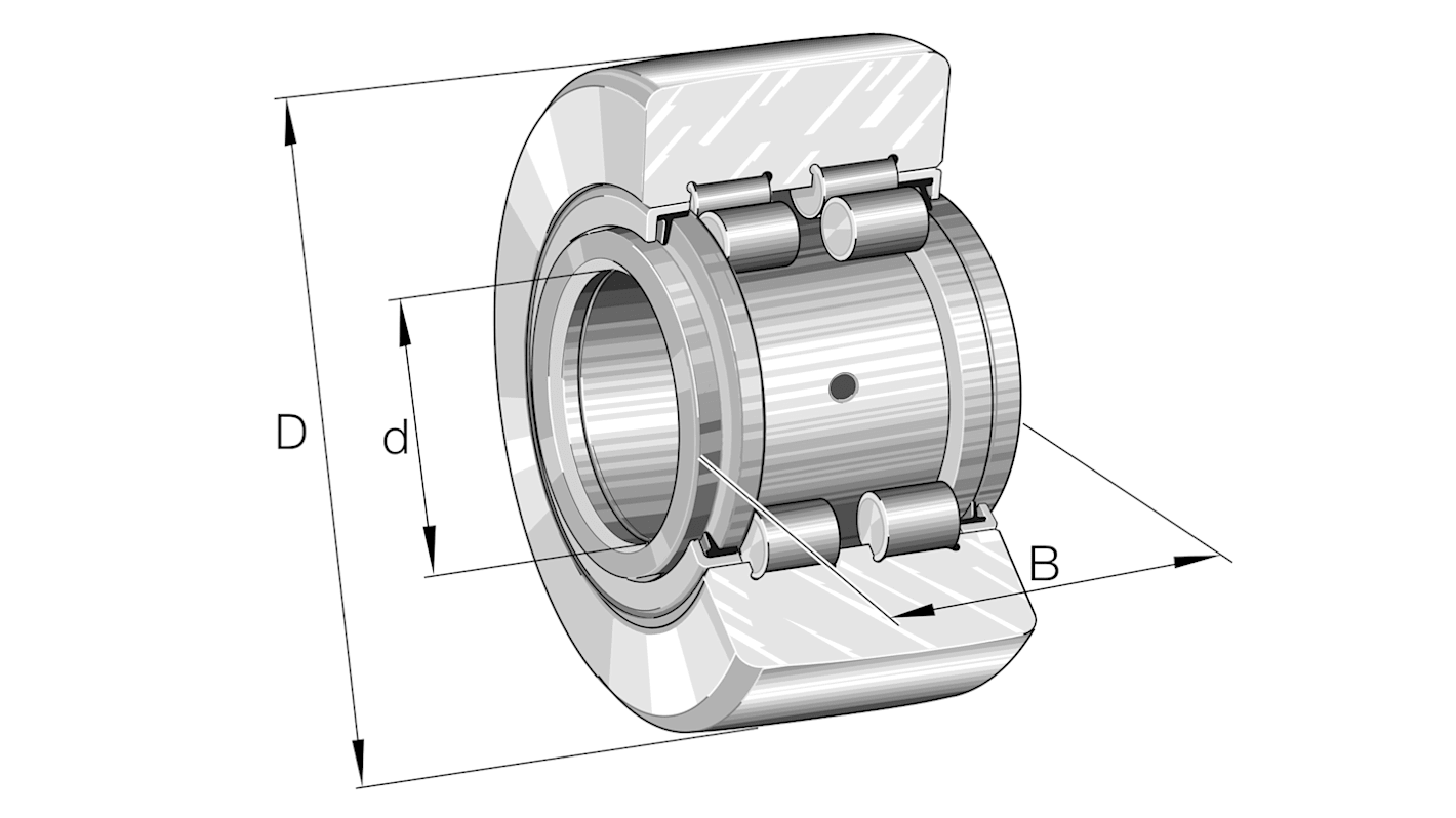 Rodillo de leva INA, Ø de rodillo 62mm x 25mm, carga estática 42.5N, dinámica 30N