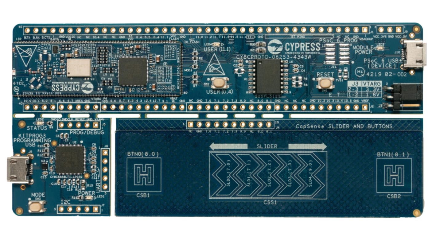 Placa de evaluación Bluetooth Kit de evaluación y desarrollo de prototipos Infineon CY8CPROTO-062S3-4343W, frecuencia