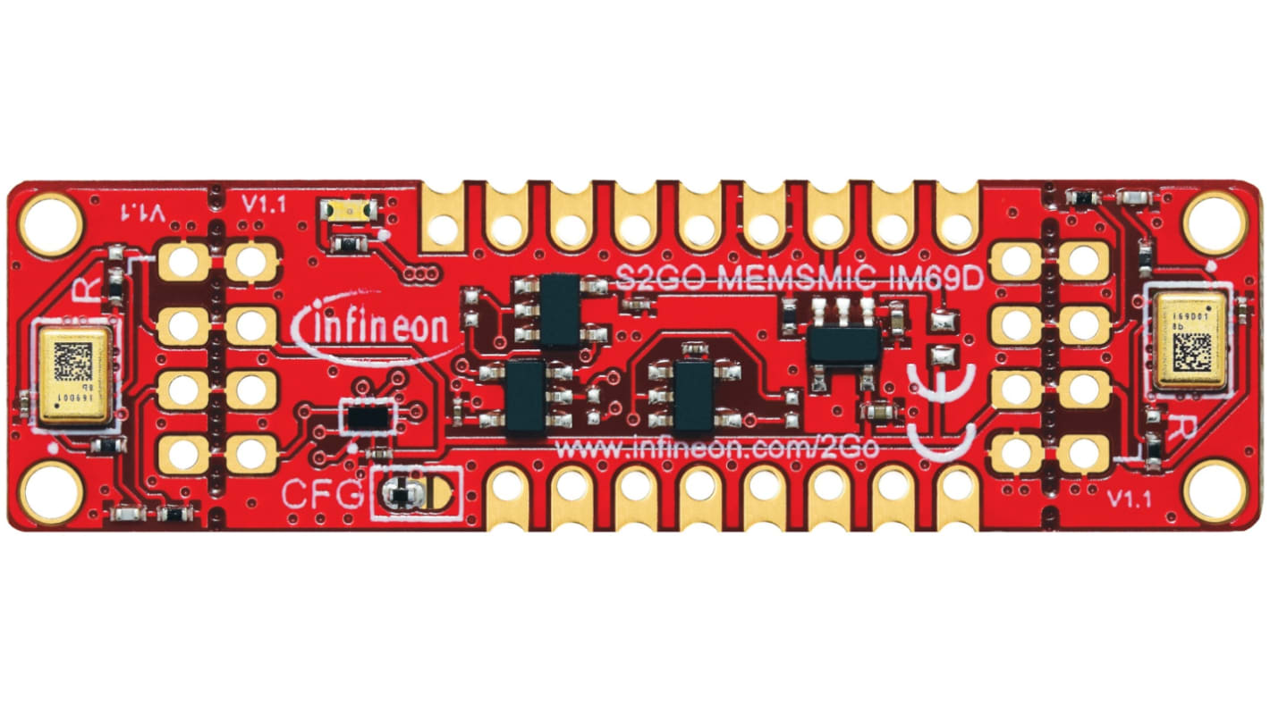 Placa de evaluación Sensor de micrófono Infineon S2GOMEMSMICIM69DTOBO1 - S2GOMEMSMICIM69DTOBO1, para usar con Módulo