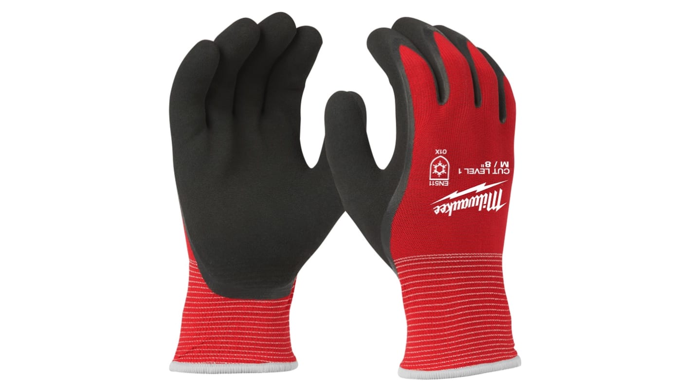 Milwaukee Red Acrylic General Purpose Cut Resistant Gloves, Size 8, Medium, Latex Coating