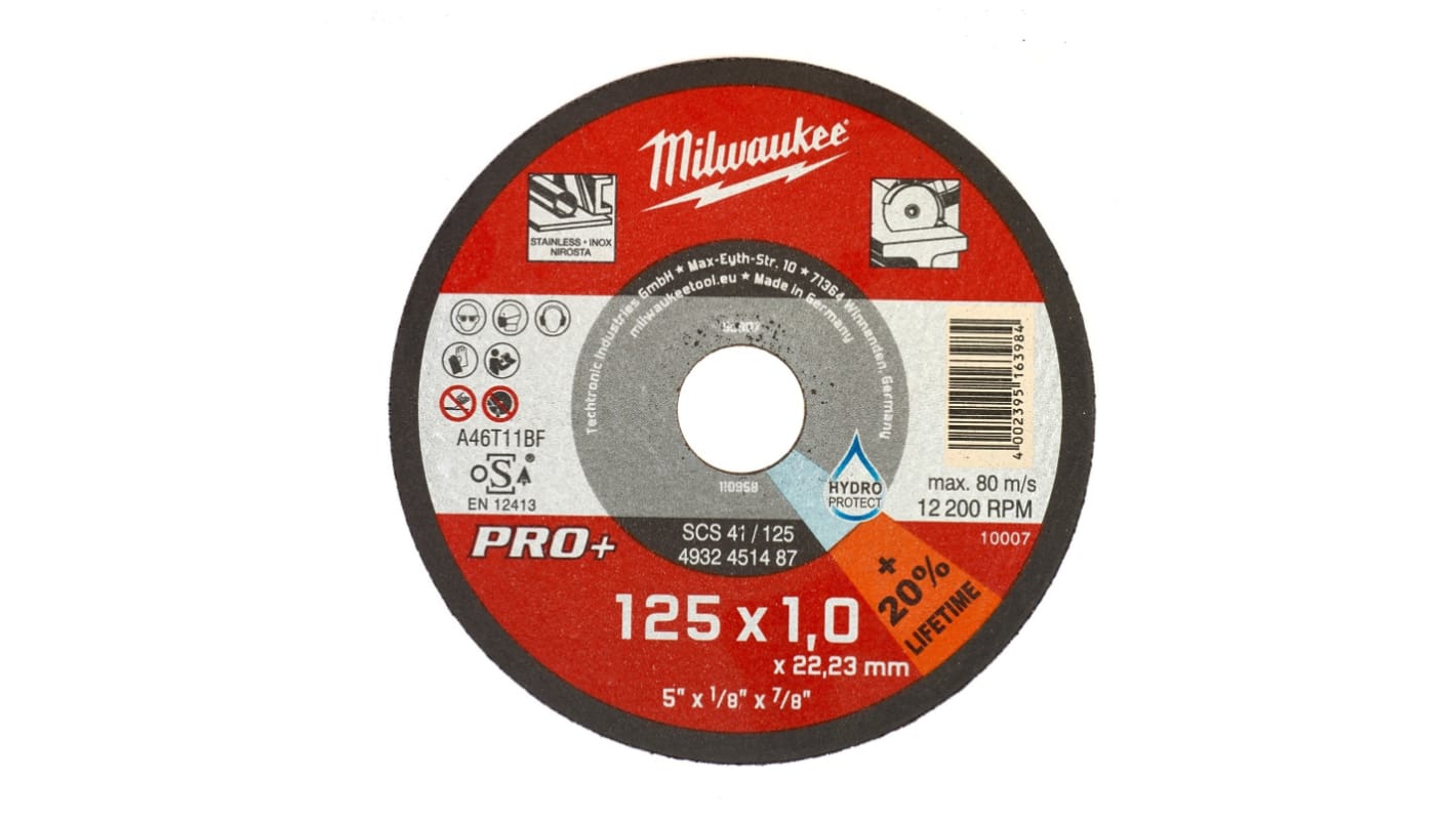 4932478998 Milwaukee Cutting Disc, 125mm x 1mm Thick RS