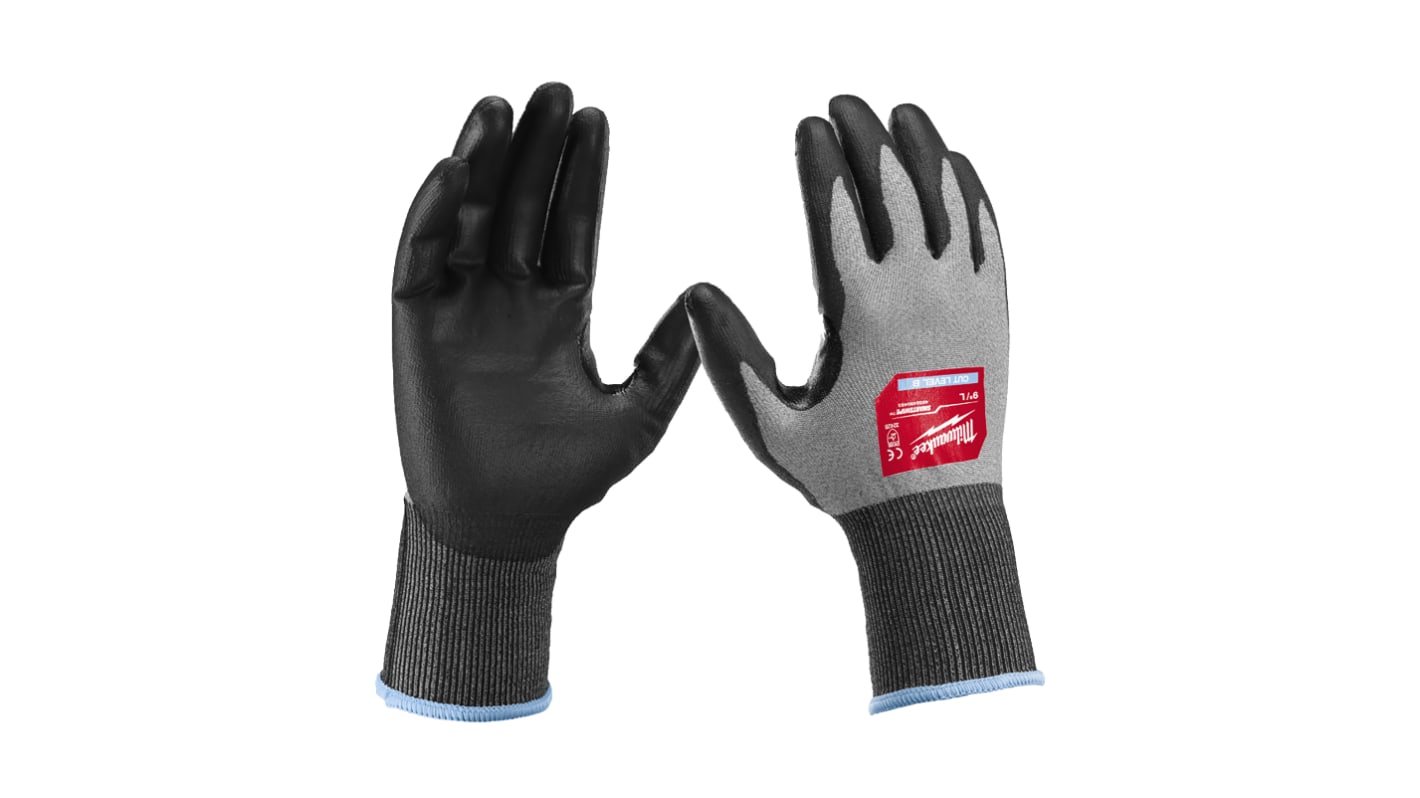 Milwaukee Grey Polyurethane General Purpose Gloves, Size 8, Polyurethane Coating