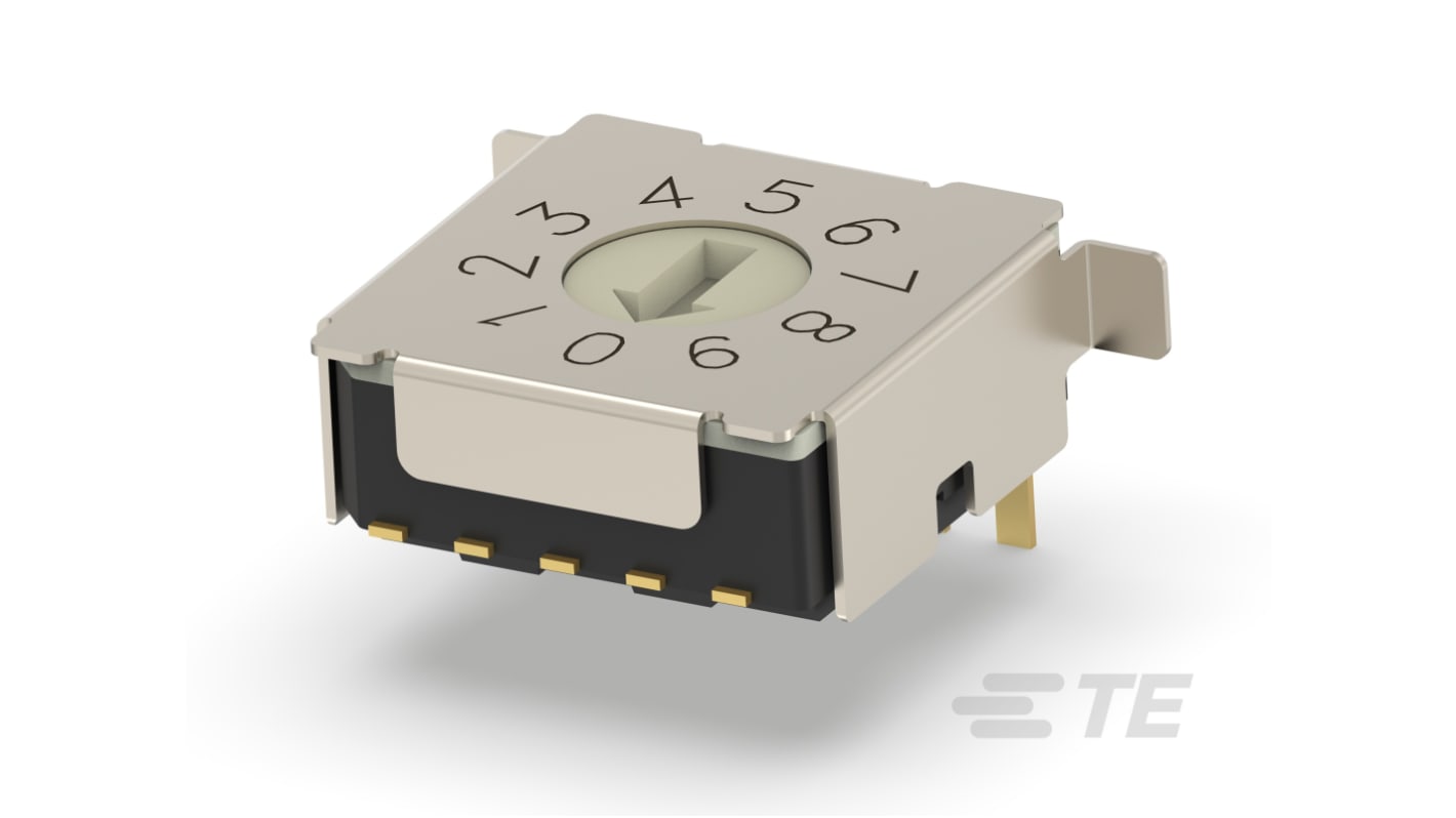 TE Connectivity DIP-Schalter Kodierschalter 10-stellig 10P, Kontakte vergoldet 20 mA, bis +85°C