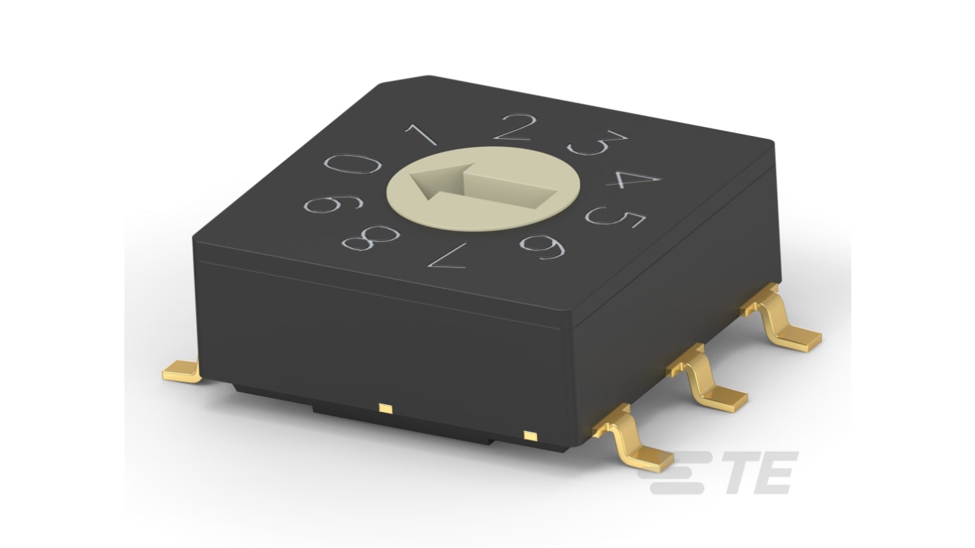 TE Connectivity Drehschalter Kodierschalter 10-stellig 10P, Kontakte vergoldet 20 mA, bis +85°C