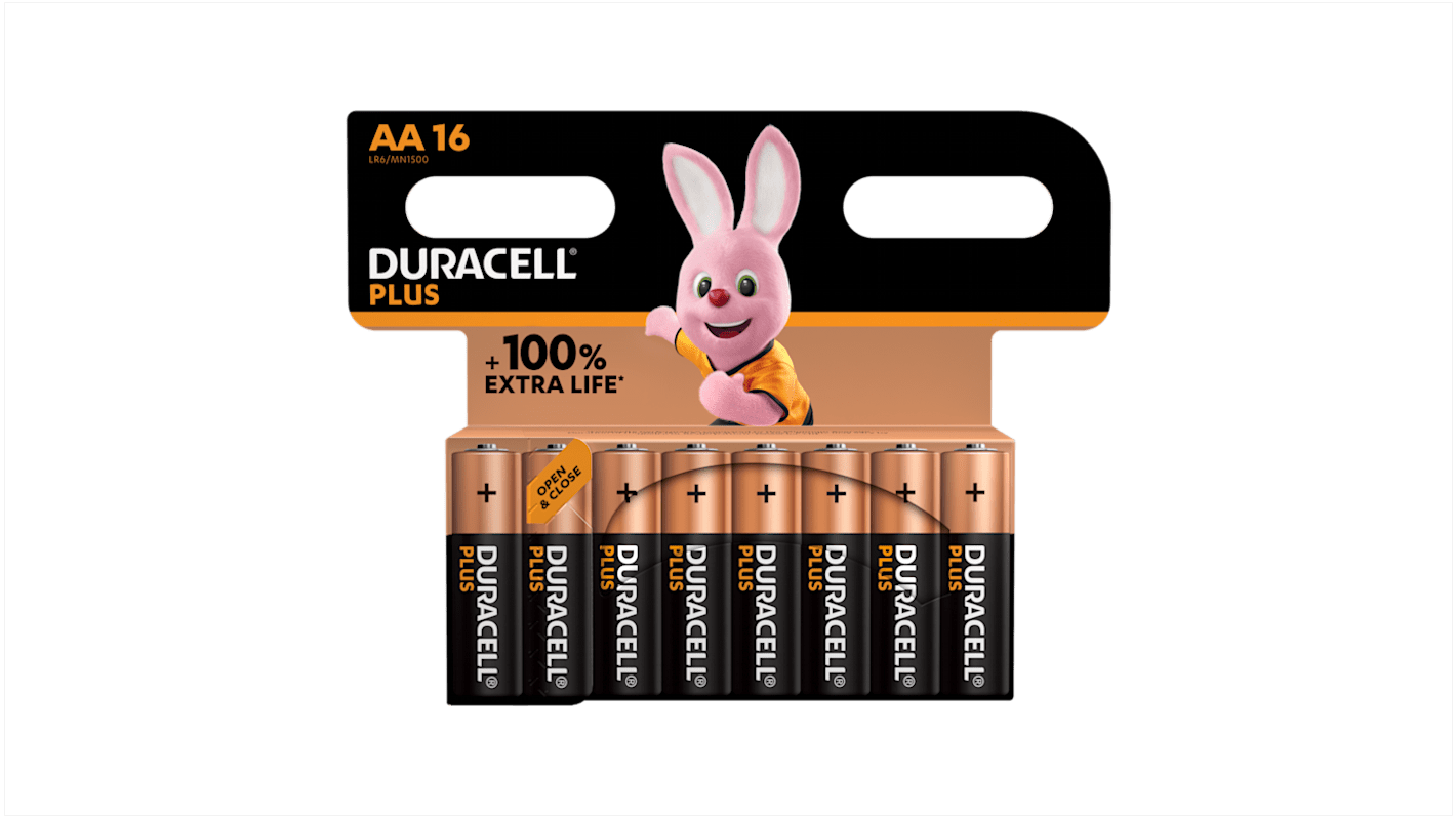 Duracell Duracell Plus Alkaline Manganese Dioxide AA Batteries 1.5V