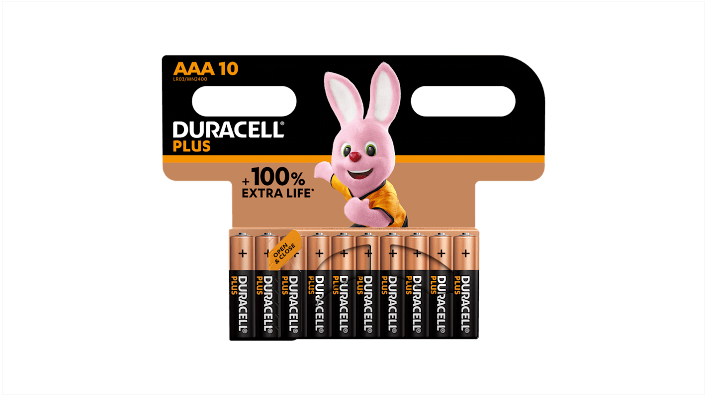MN2400B10PLUS Duracell Duracell Plus Alkaline Manganese Dioxide AAA