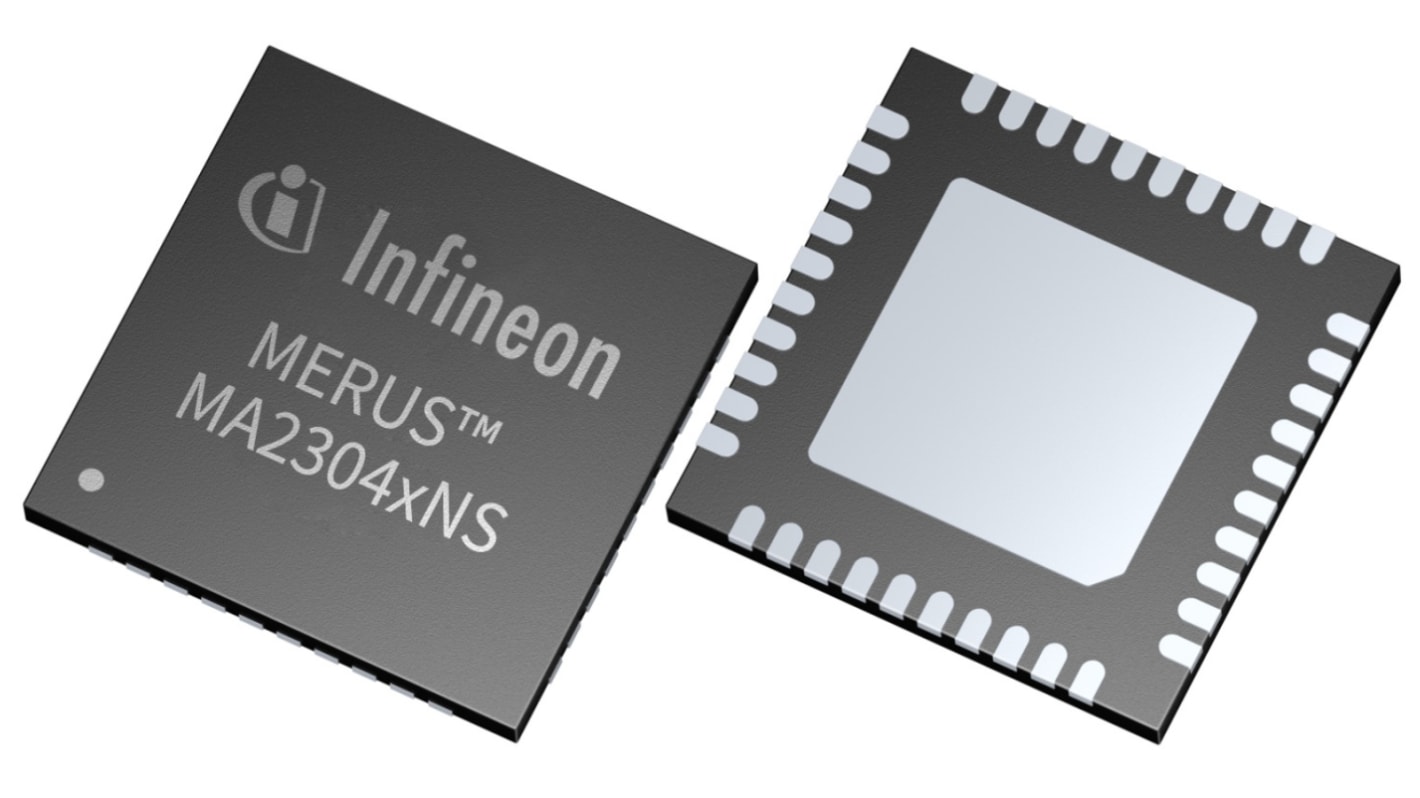 Infineon, 2-ChannelClass-D37W, 40-Pin QFN MA2304DNSXUMA1