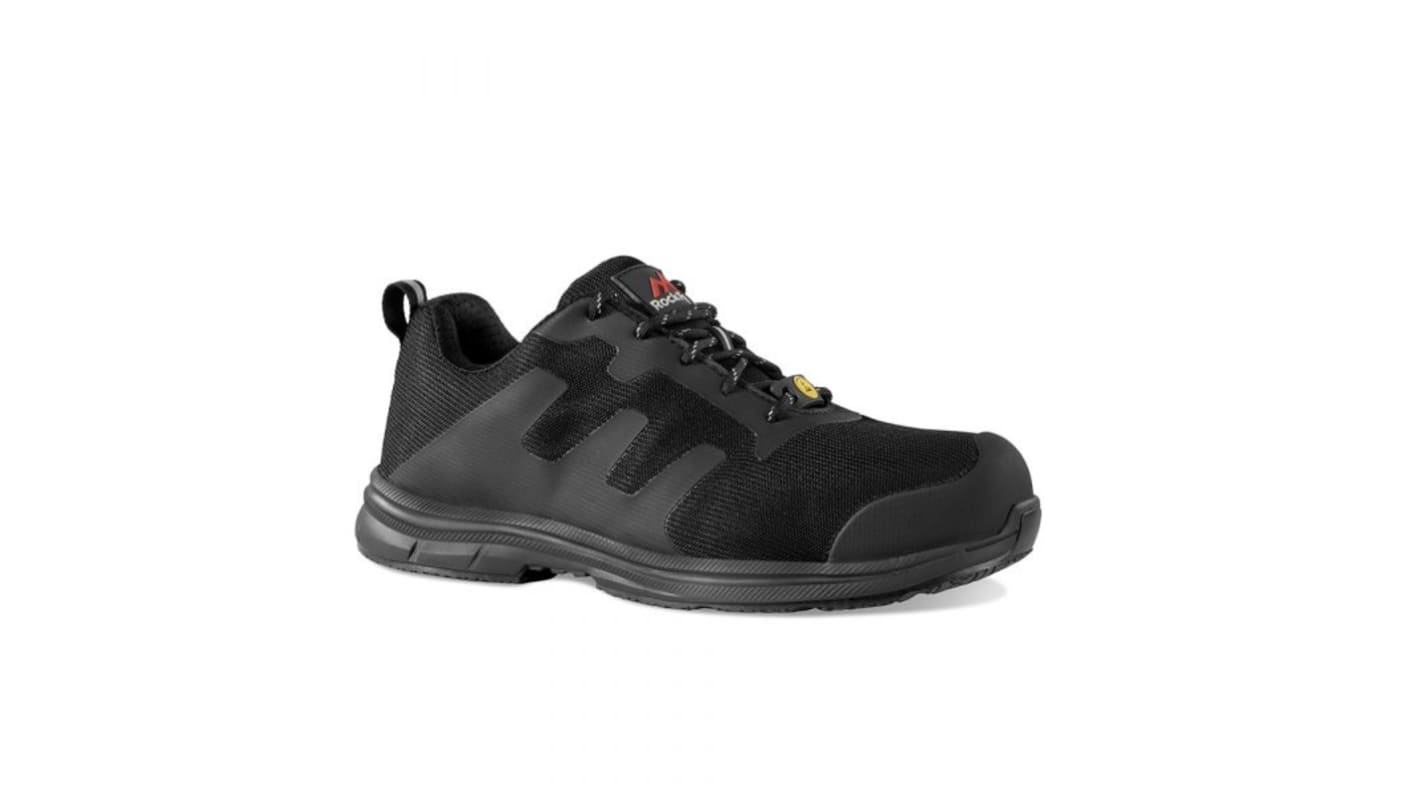 Rockfall Black Toe Capped Safety Shoes, UK 3, EU 36