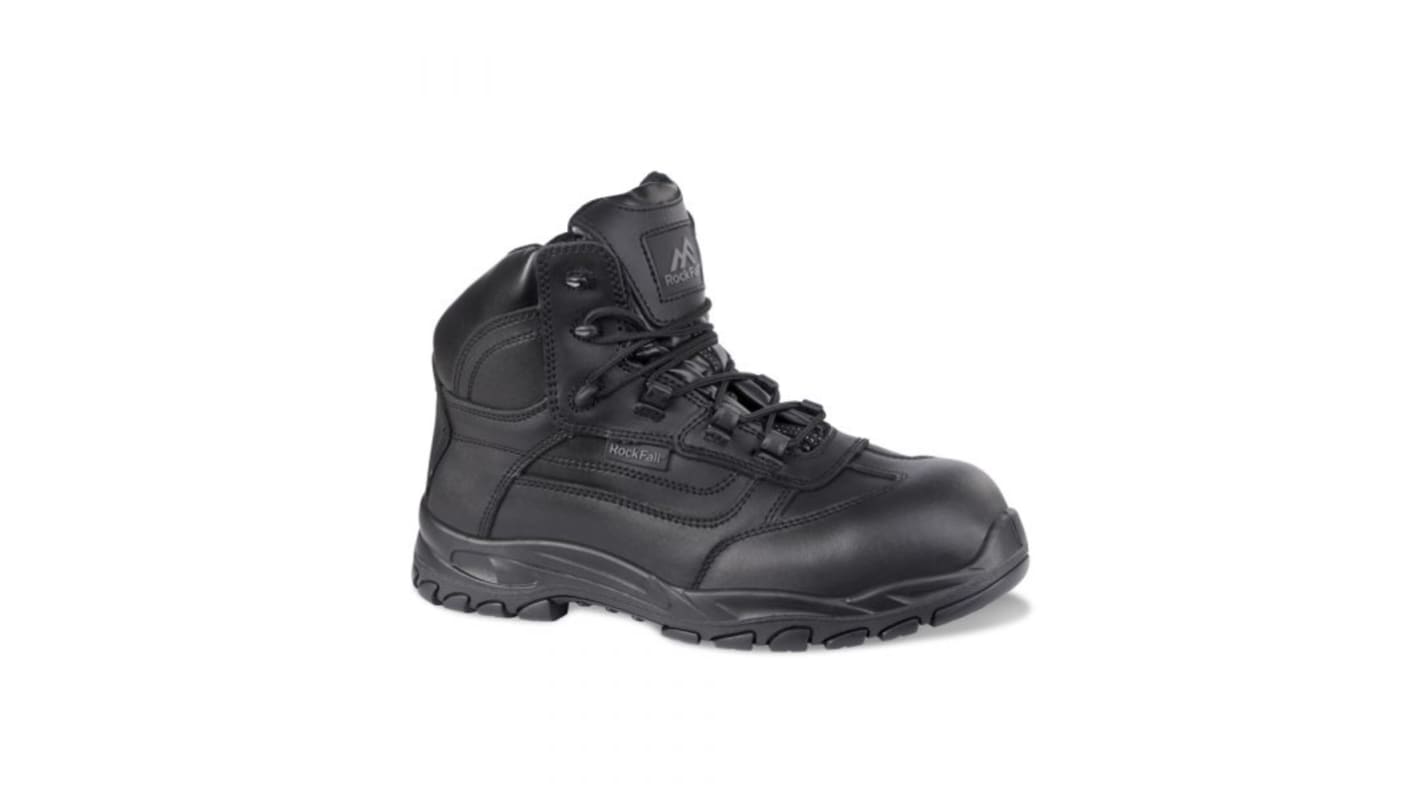 Rockfall Black Fibreglass Toe Capped Safety Boots, UK 9, EU 43