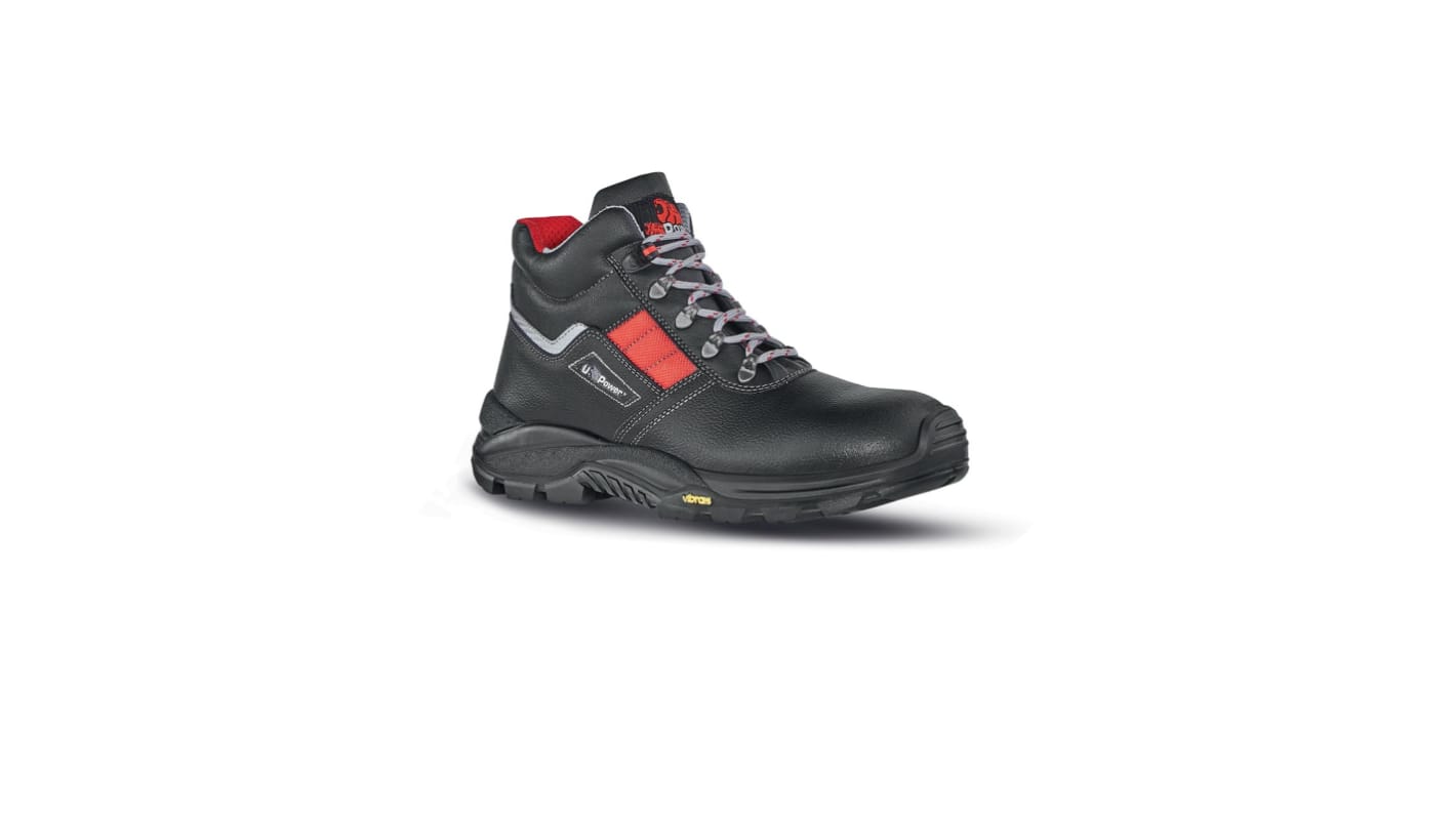 UPower Gravel EN20345 S3, Herren Sicherheitsstiefel Schwarz, Rot, mit Zehen-Schutzkappe , Größe 38 / UK 5