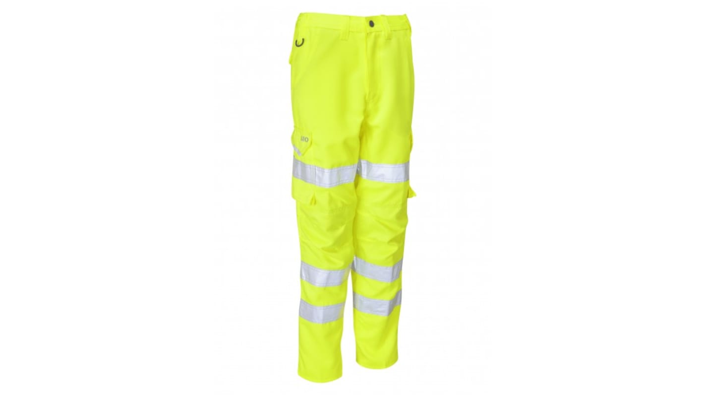 Pantaloni di col. Colore giallo Leo Workwear CL01-Y, 62 → 68cm per donna, Alta visibilità, antimacchia,