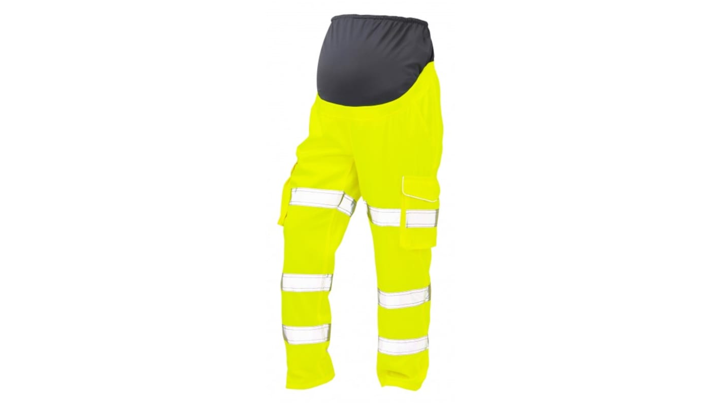 Pantaloni di col. Colore giallo Leo Workwear CM01-Y, 82 → 98cm per donna, Alta visibilità, antimacchia,