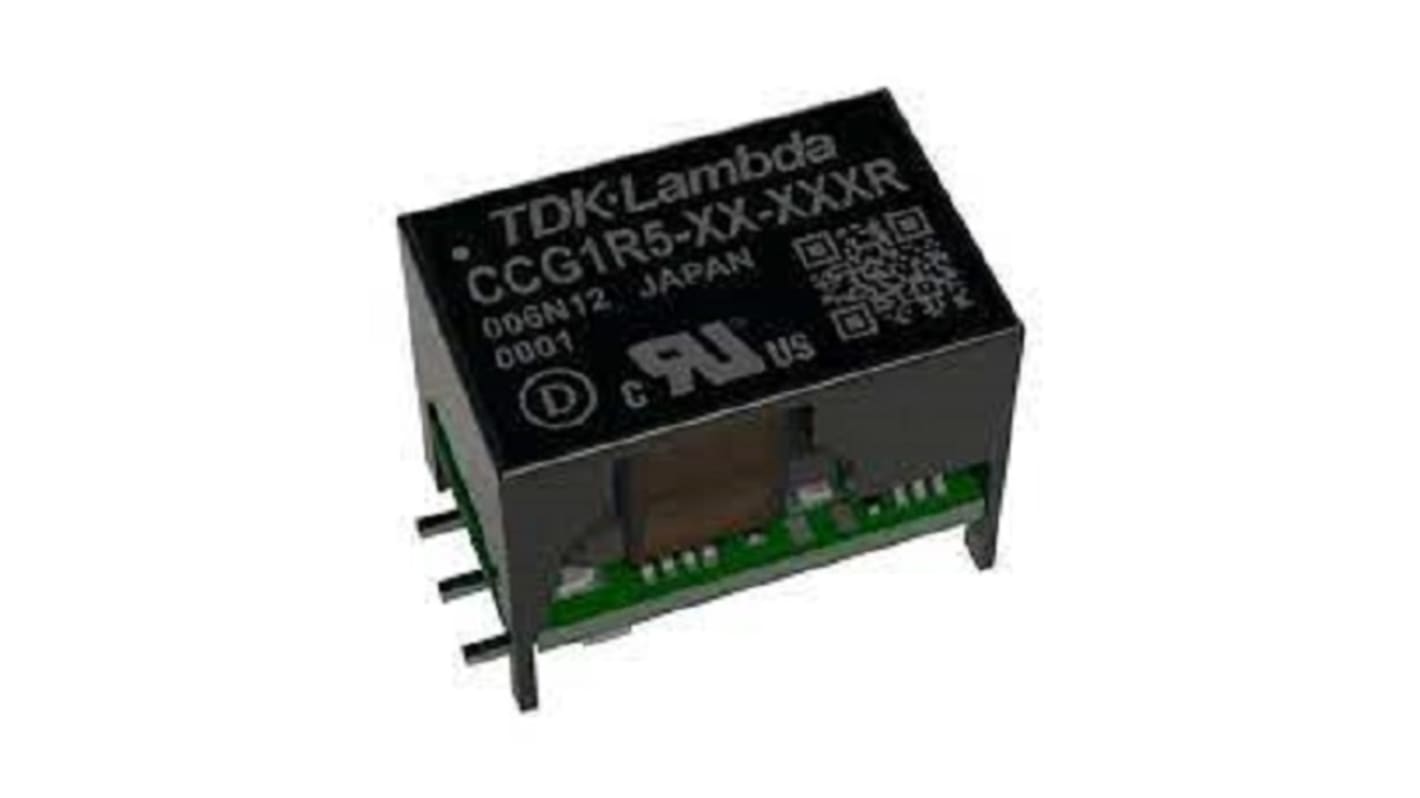 TDK-Lambda CCG Isolated DC-DC Converter, 15V dc/, 4.5 → 18 V dc Input, 1.5W, Surface Mount