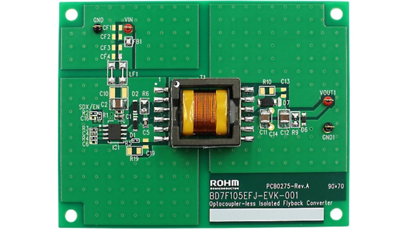 Placa de evaluación Convertidor de retorno ROHM Built-in Automotive Switching MOSFET Isolated Flyback Converter ICs