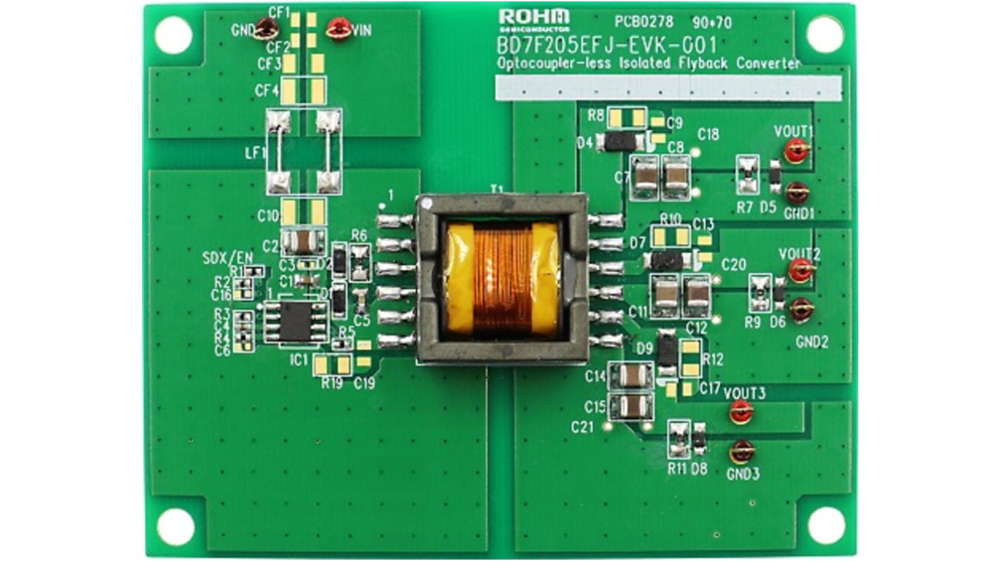 Placa de evaluación Convertidor de retorno ROHM Built-in Automotive Switching MOSFET Isolated Flyback Converter ICs