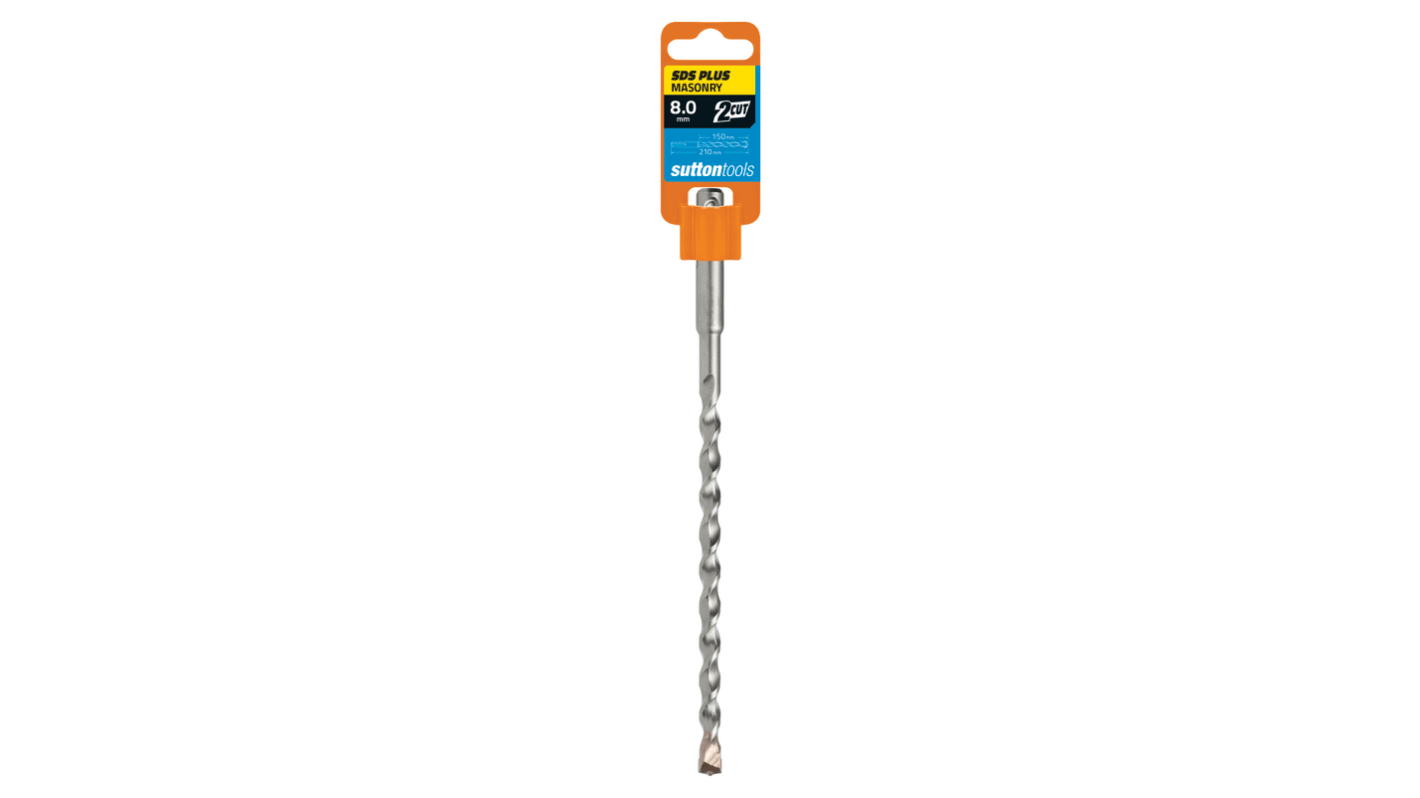 Sutton Tools Carbide Tipped Masonry Drill Bit for Masonry, 8mm Diameter, 210 mm Overall