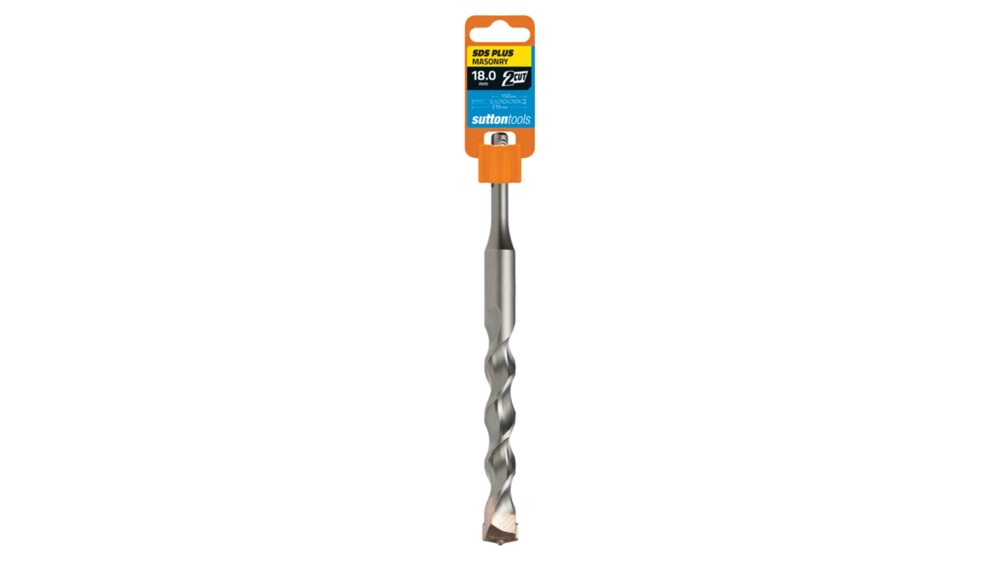 Sutton Tools Carbide Tipped Masonry Drill Bit for Masonry, 18mm Diameter, 210 mm Overall