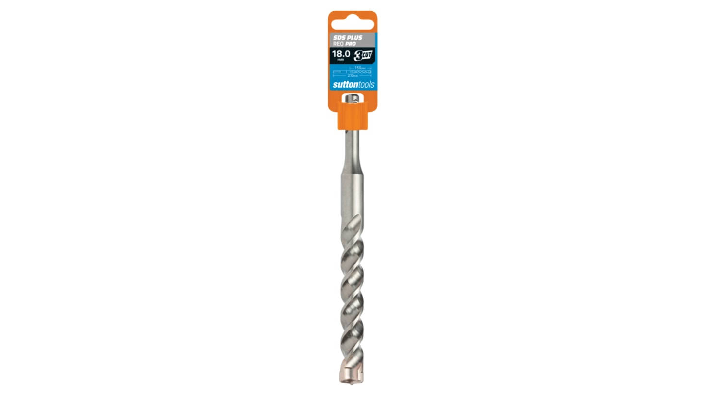 Sutton Tools Tungsten Carbide Tip Masonry Drill Bit for Masonry, 18mm Diameter, 210 mm Overall