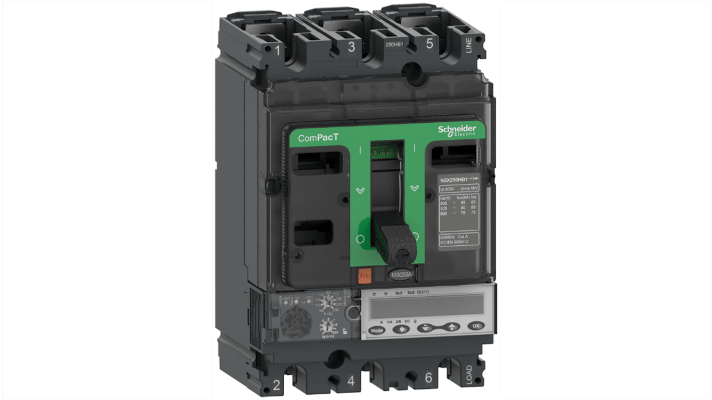 Schneider Electric, ComPacT MCCB 3P 100A, Fixed Mount