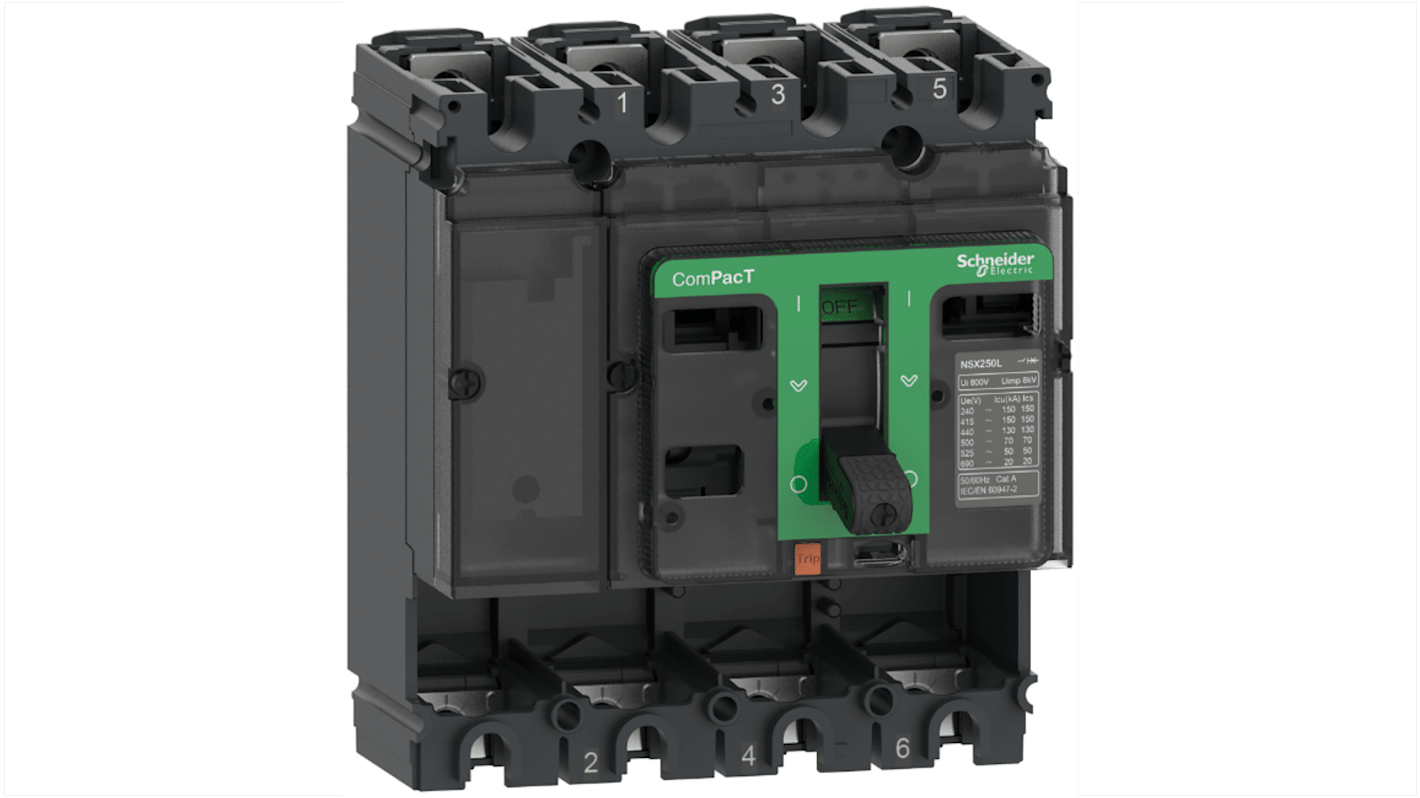 Schneider Electric, ComPacT New Generation MCCB 4P 160A, Fixed Mount