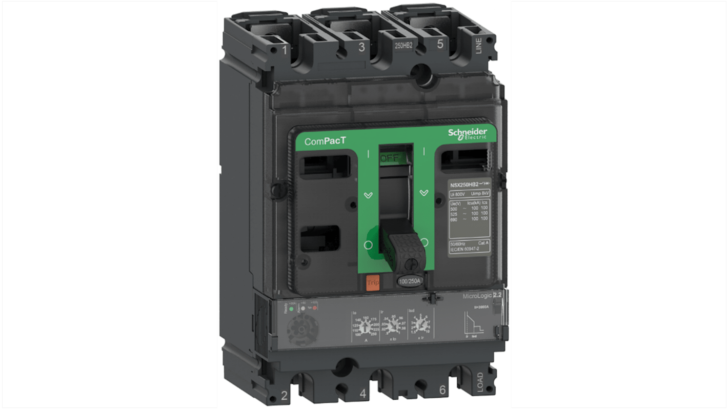 Disjoncteur Schneider Electric ComPacT nouvelle génération 3 pôles, 160A, montage fixe