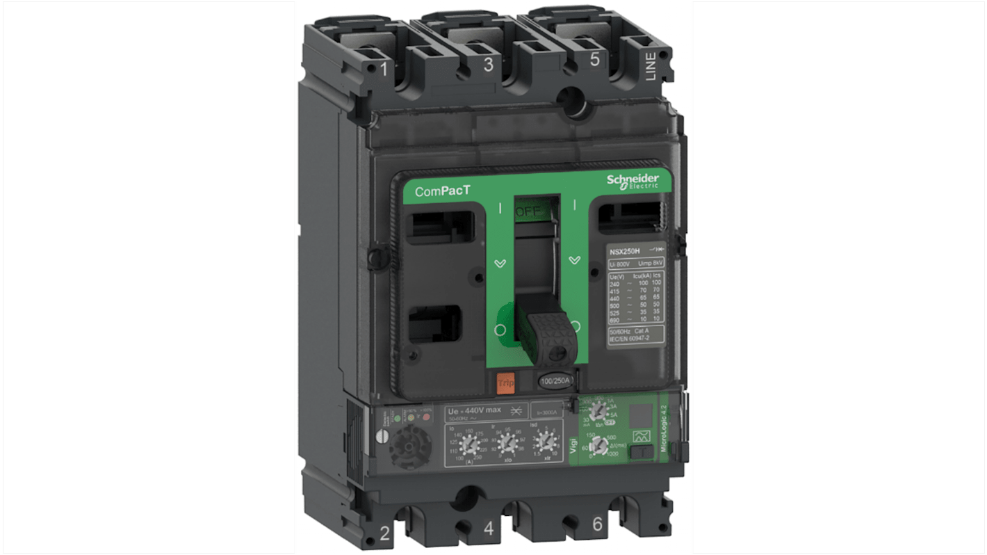 Schneider Electric, ComPacT New Generation MCCB 3P 160A, Fixed Mount