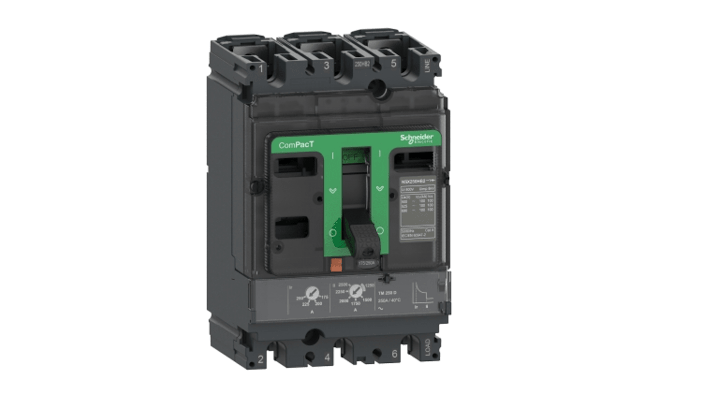 Schneider Electric, ComPacT New Generation MCCB 3P 100A, Fixed Mount