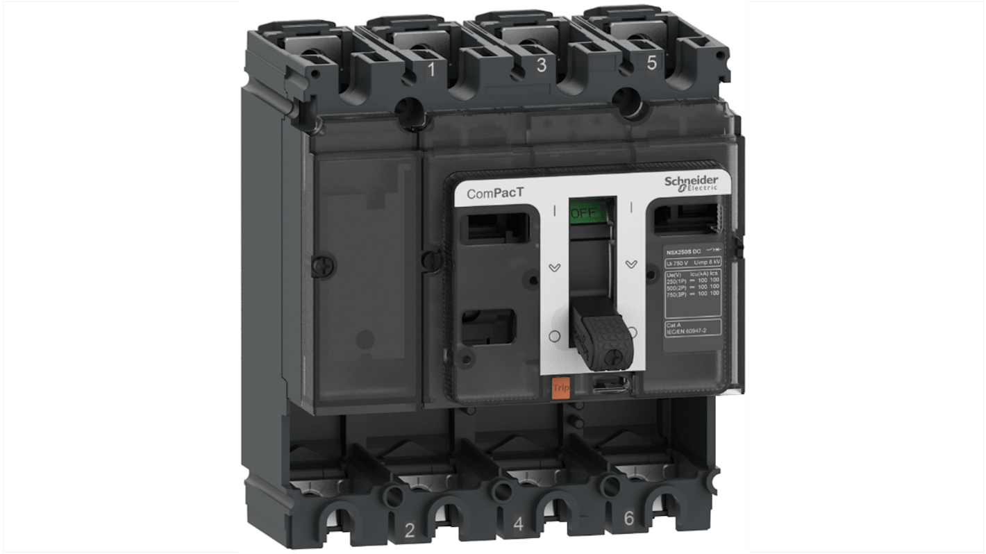 MCCB Schneider Electric, 4 Polos, 250A, Montaje fijo, ComPacT, NSX