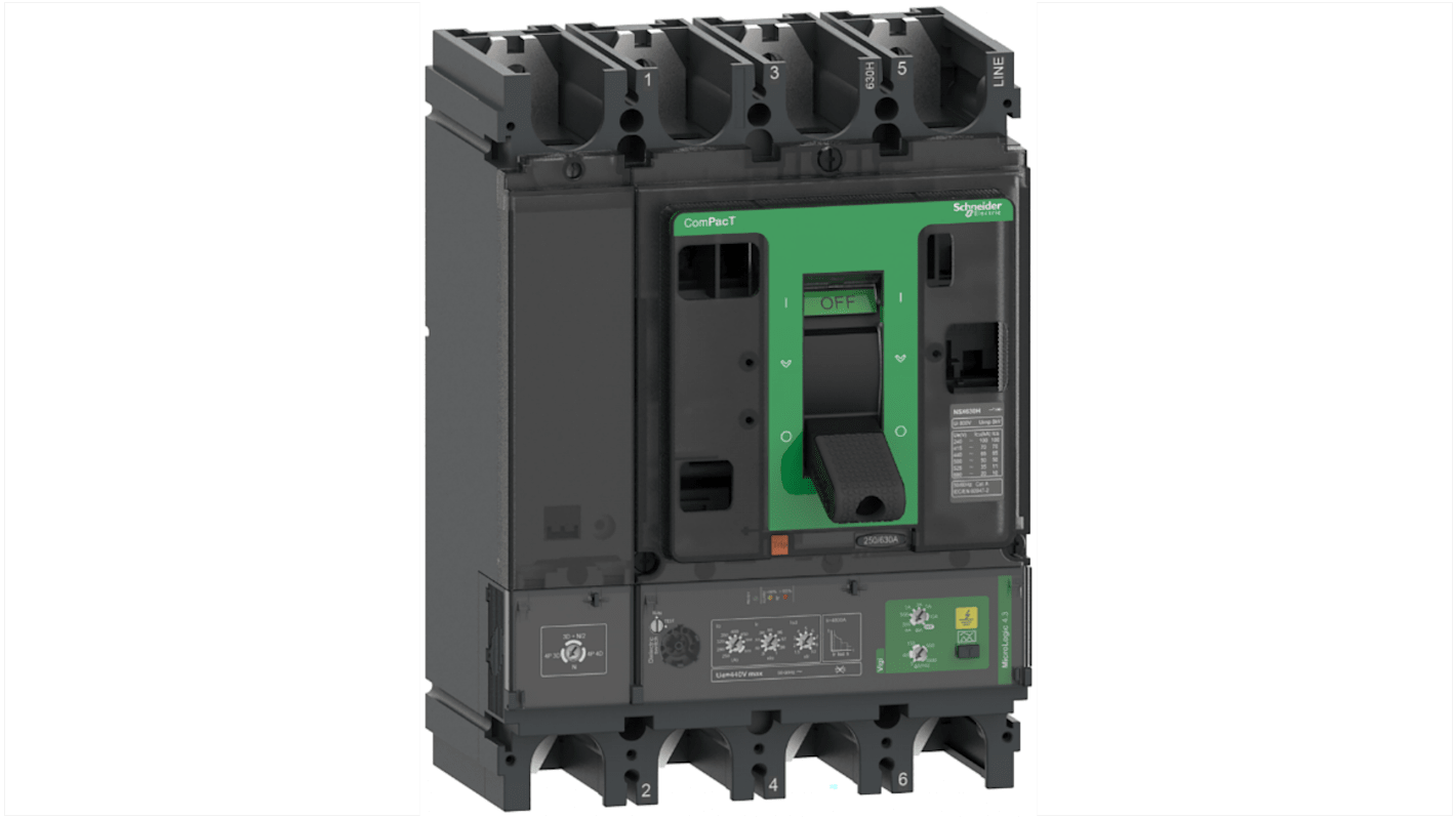 MCCB Schneider Electric, 4 Polos, 400A, Montaje fijo, ComPacT, NSX